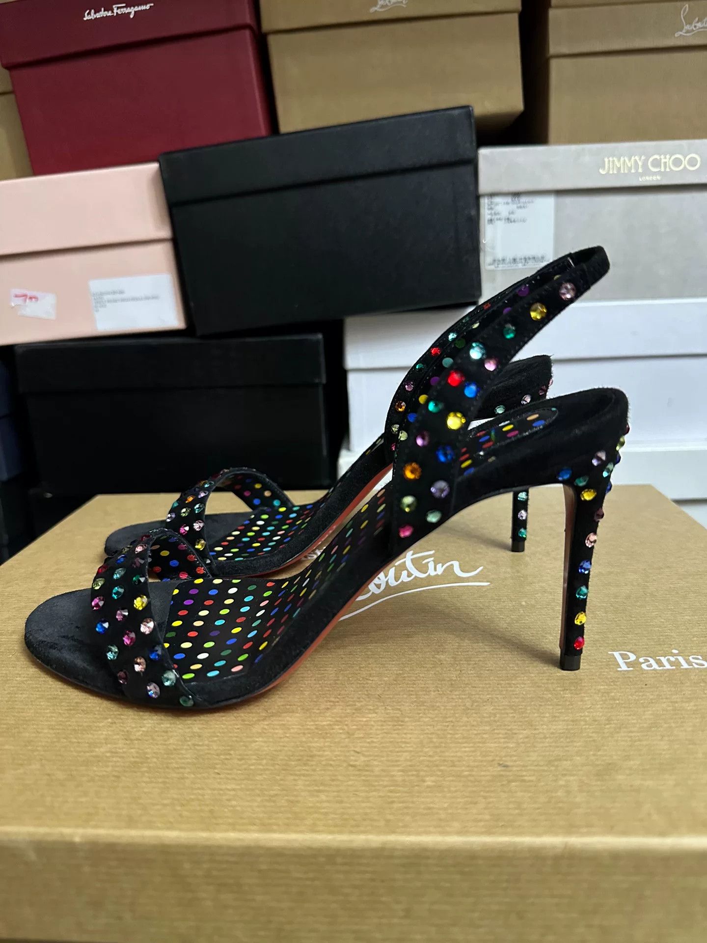 Christian Louboutin Christian Louboutin Rainbow Crystal Sandals Size US 7 / IT 37 - 2 Thumbnail