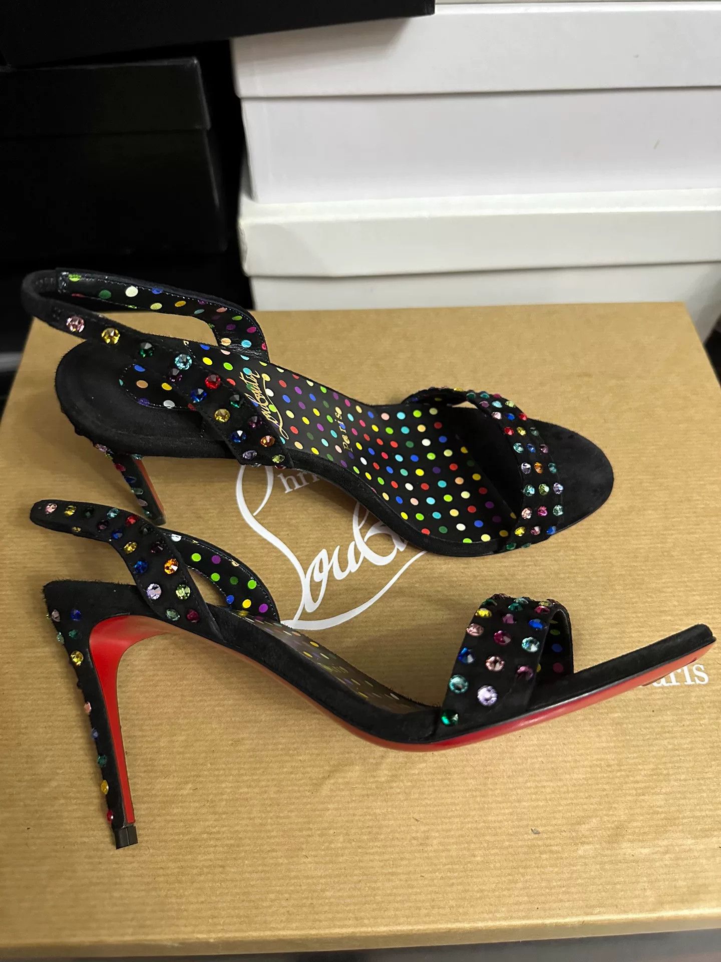 Christian Louboutin Christian Louboutin Rainbow Crystal Sandals Size US 7 / IT 37 - 3 Thumbnail