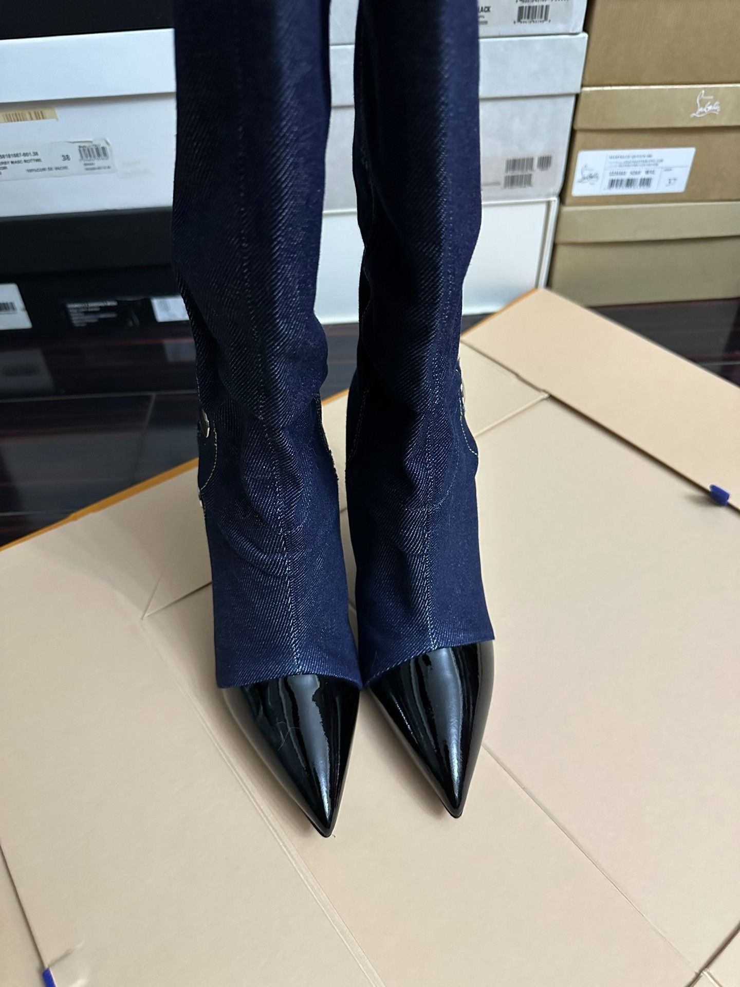 Giuseppe Zanotti Giuseppe Zanotti Denim Over-the-Knee Boots Size US 6.5 / IT 36.5 - 3 Thumbnail