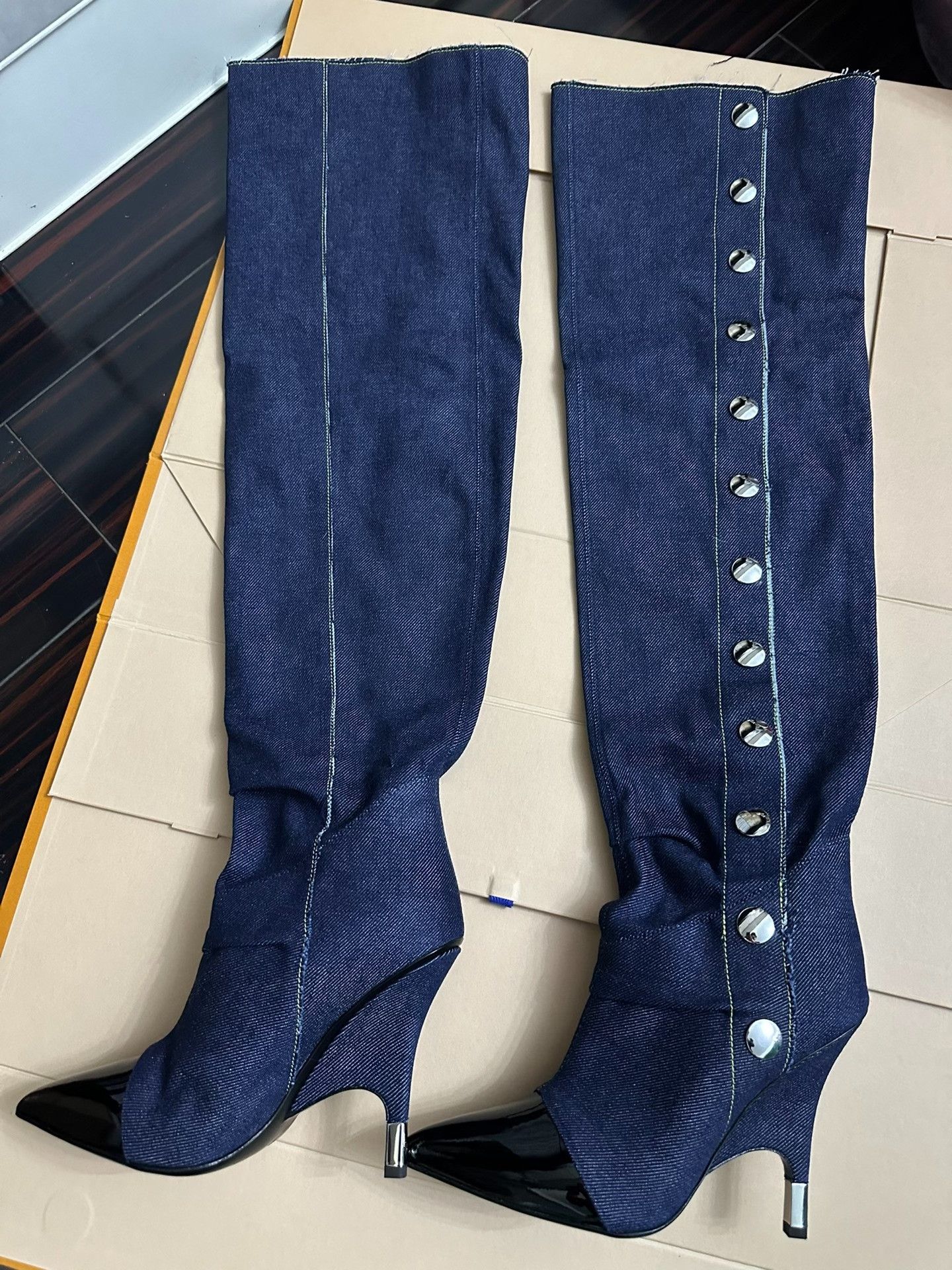 Giuseppe Zanotti Giuseppe Zanotti Denim Over-the-Knee Boots Size US 6.5 / IT 36.5 - 2 Thumbnail