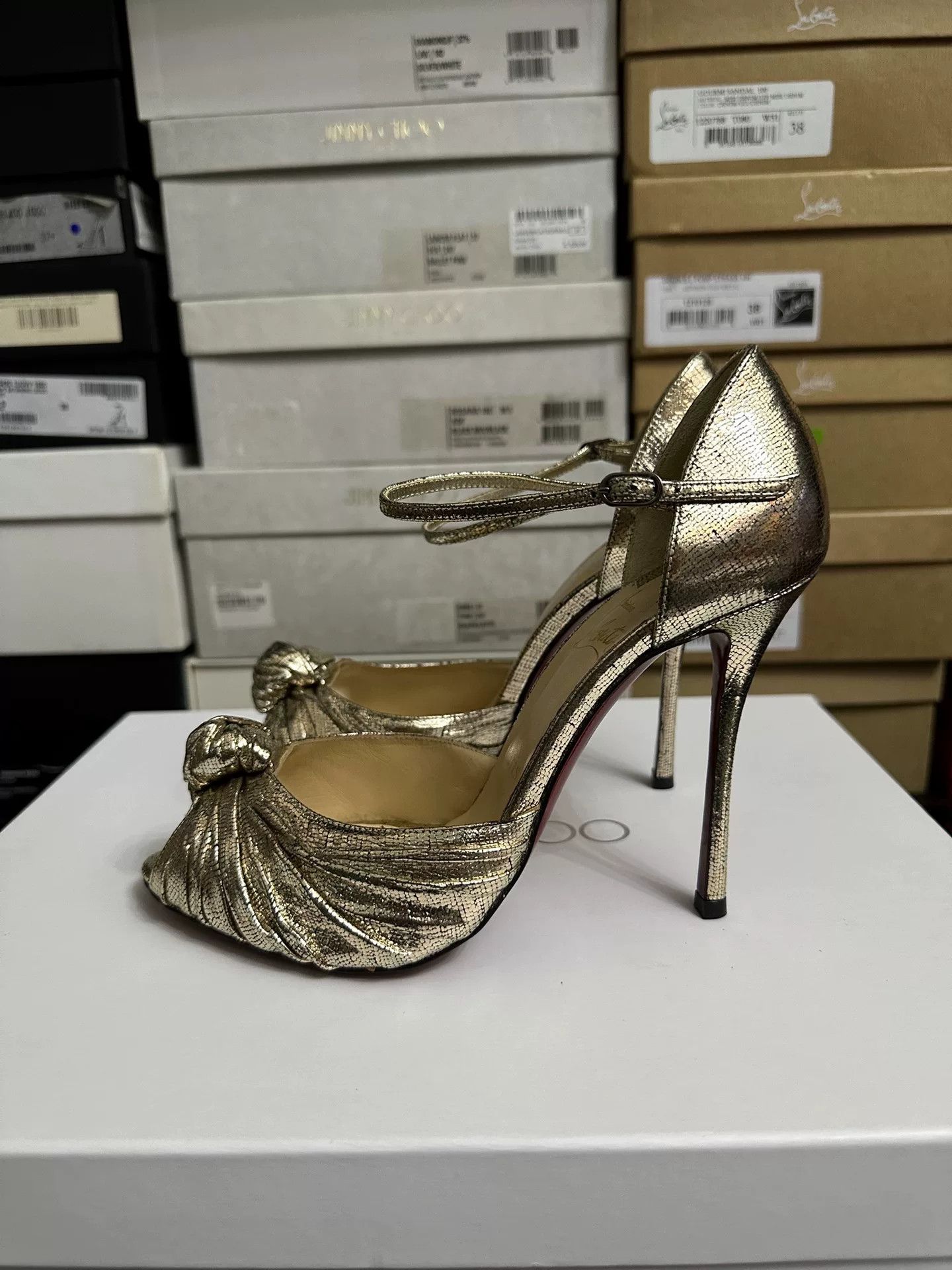 Christian Louboutin Christian Louboutin Gold High Heels Size US 8 / IT 38 - 3 Thumbnail