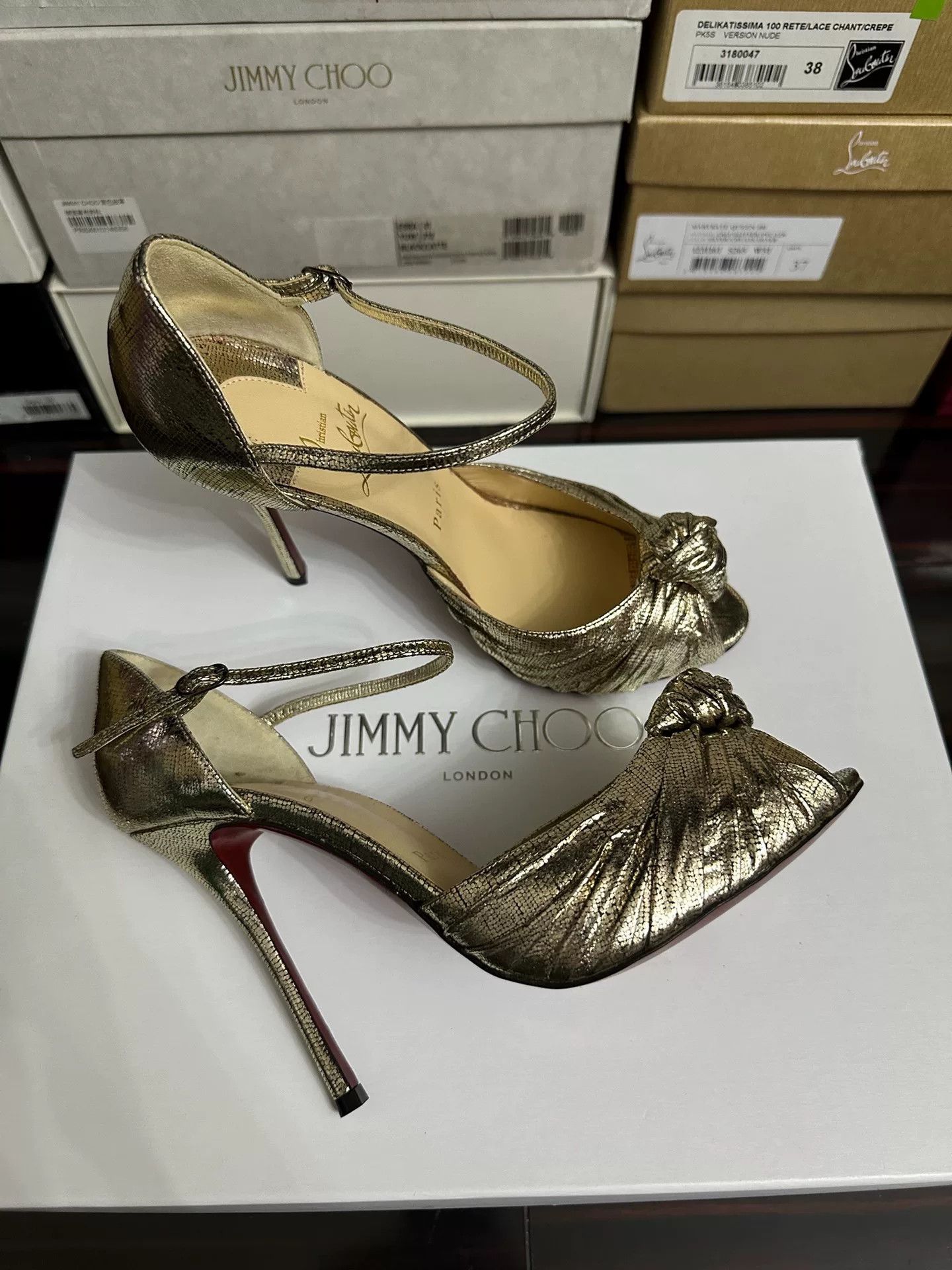 Christian Louboutin Christian Louboutin Gold High Heels Size US 8 / IT 38 - 2 Thumbnail