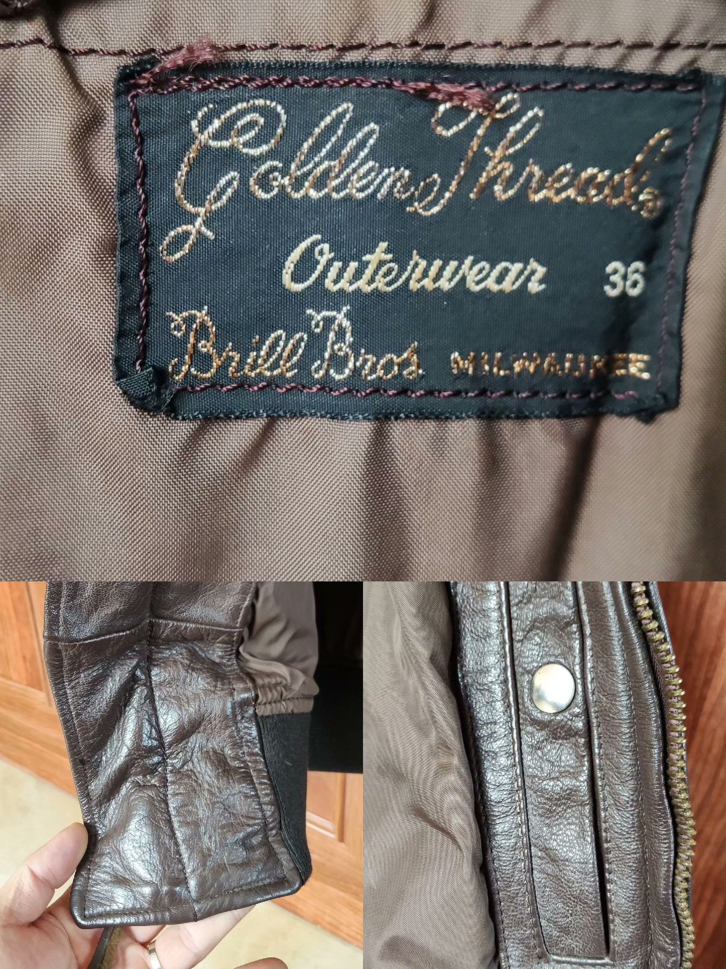 Gold And Wood Golden Thread Brill Bros G1 Leather Jacket Size US M / EU 48-50 / 2 - 8 Thumbnail