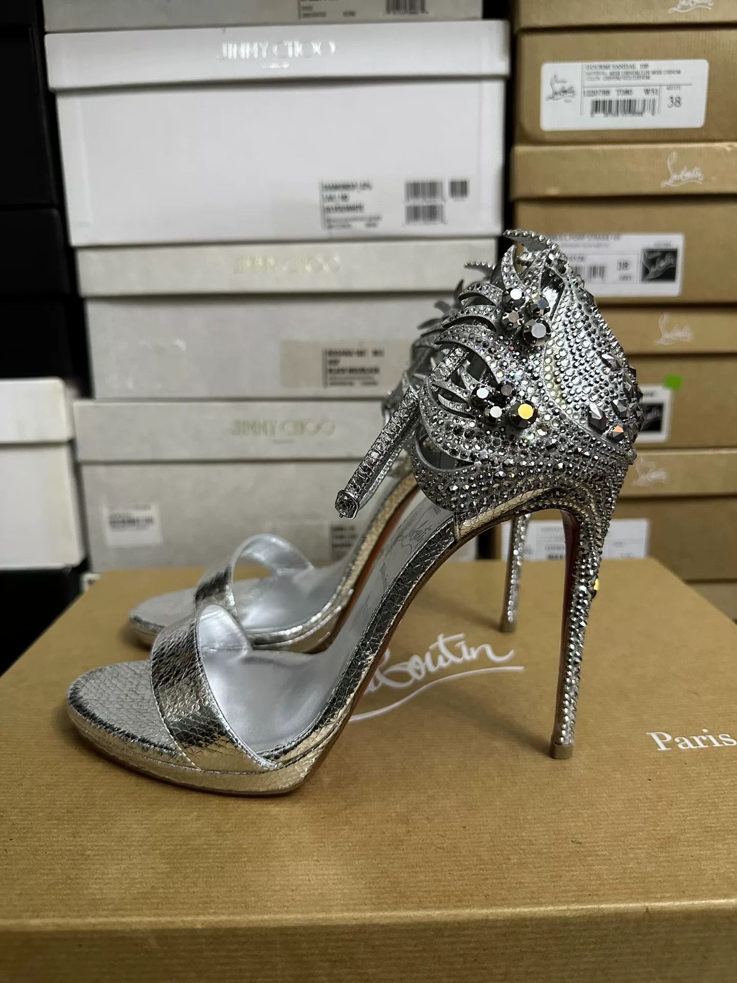 Christian Louboutin Christian Louboutin Silver High Heels Size US 8.5 / IT 38.5 - 5 Thumbnail