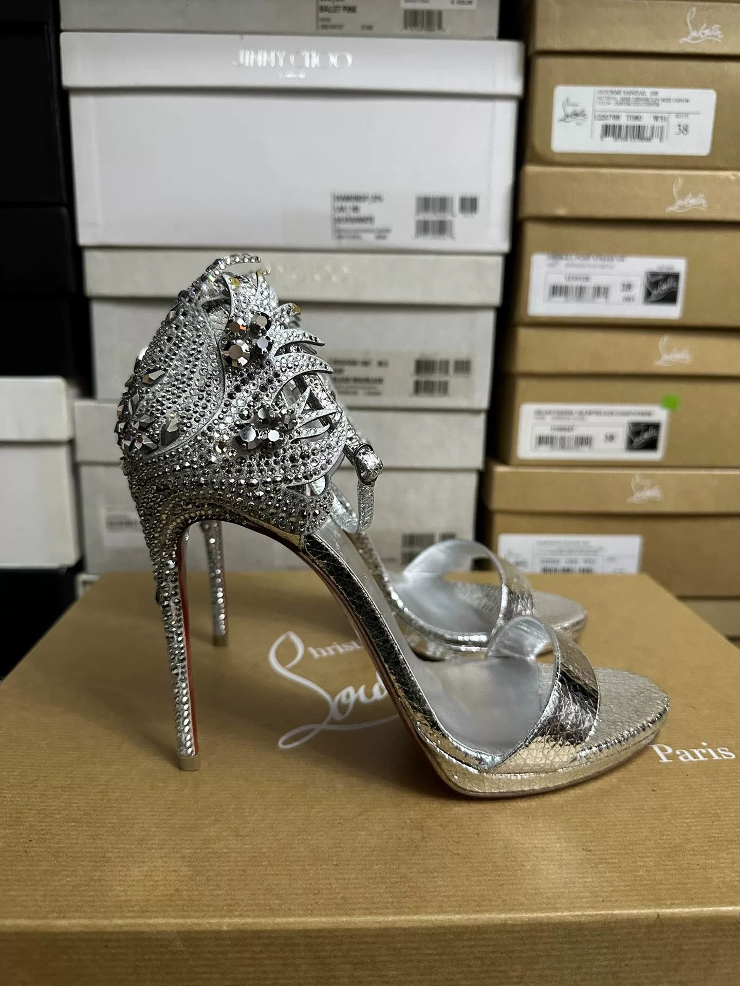 Christian Louboutin Christian Louboutin Silver High Heels Size US 8.5 / IT 38.5 - 3 Thumbnail