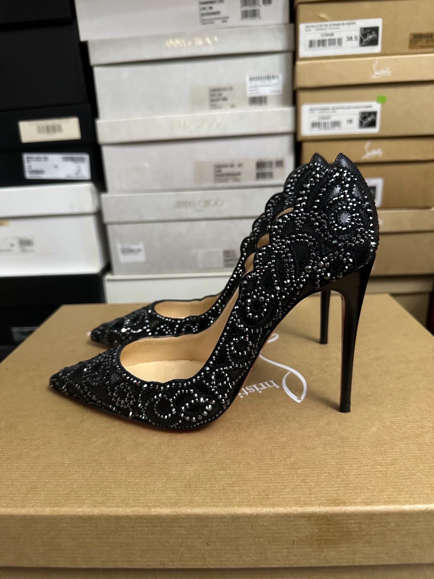 Christian Louboutin Christian Louboutin Limited Edition Black Diamond Heels Size US 5 / IT 35 - 6 Thumbnail