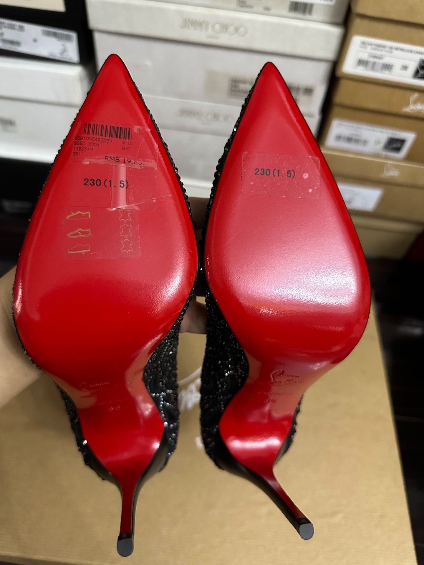 Christian Louboutin Christian Louboutin Limited Edition Black Diamond Heels Size US 5 / IT 35 - 8 Thumbnail