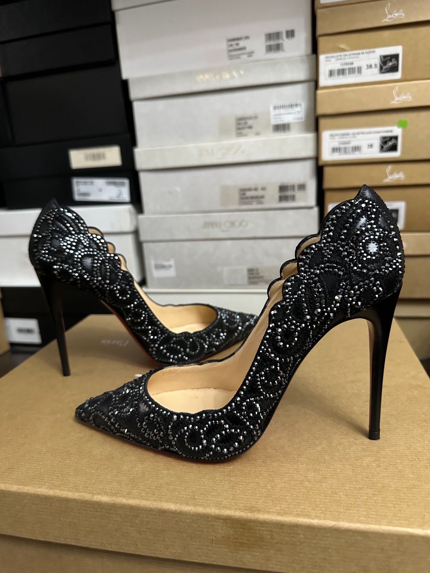 Christian Louboutin Christian Louboutin Limited Edition Black Diamond Heels Size US 5 / IT 35 - 3 Thumbnail