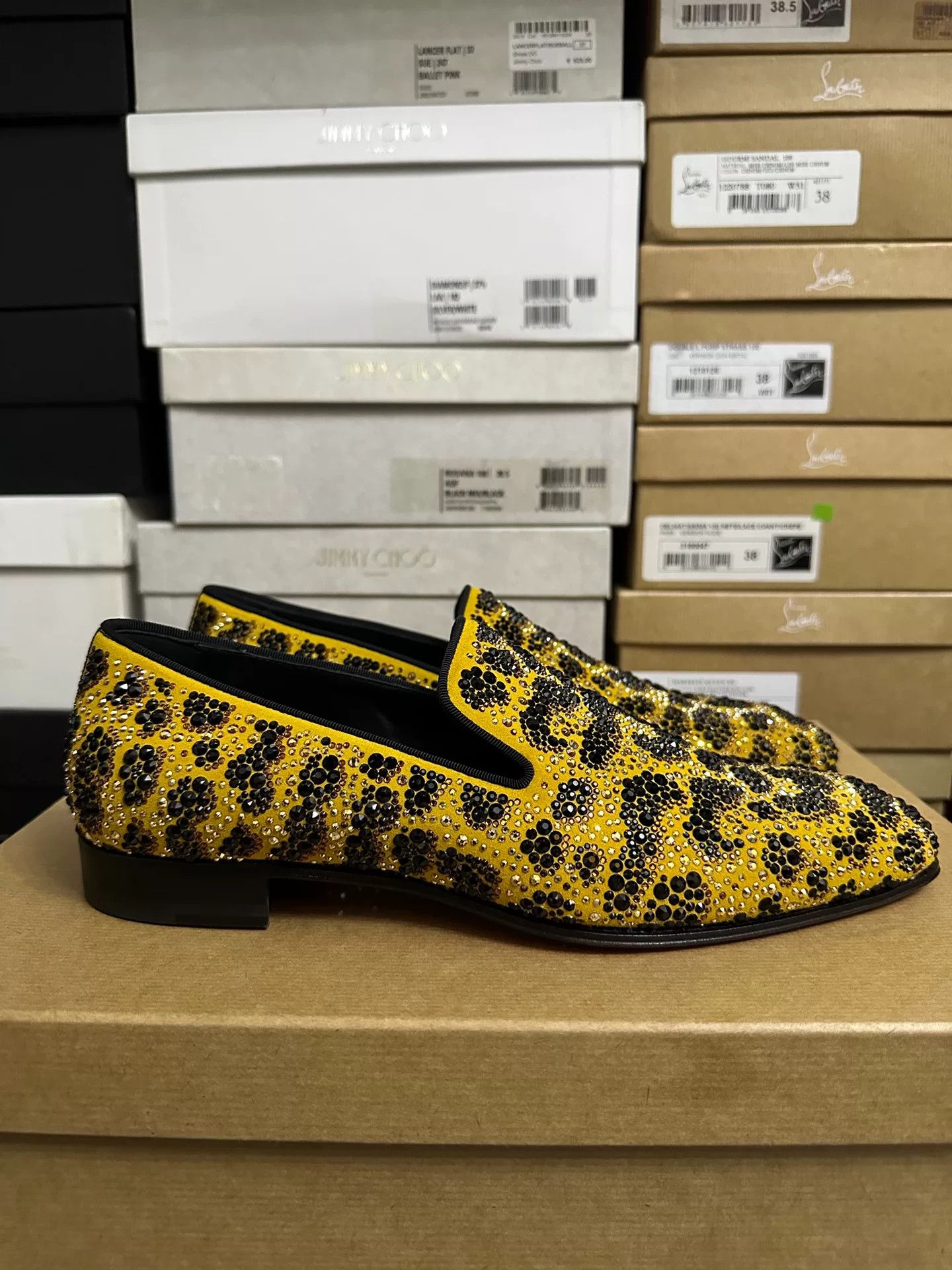 Christian Louboutin Christian Louboutin Men's Leopard Crystal Shoes Size US 7 / EU 40 - 5 Thumbnail