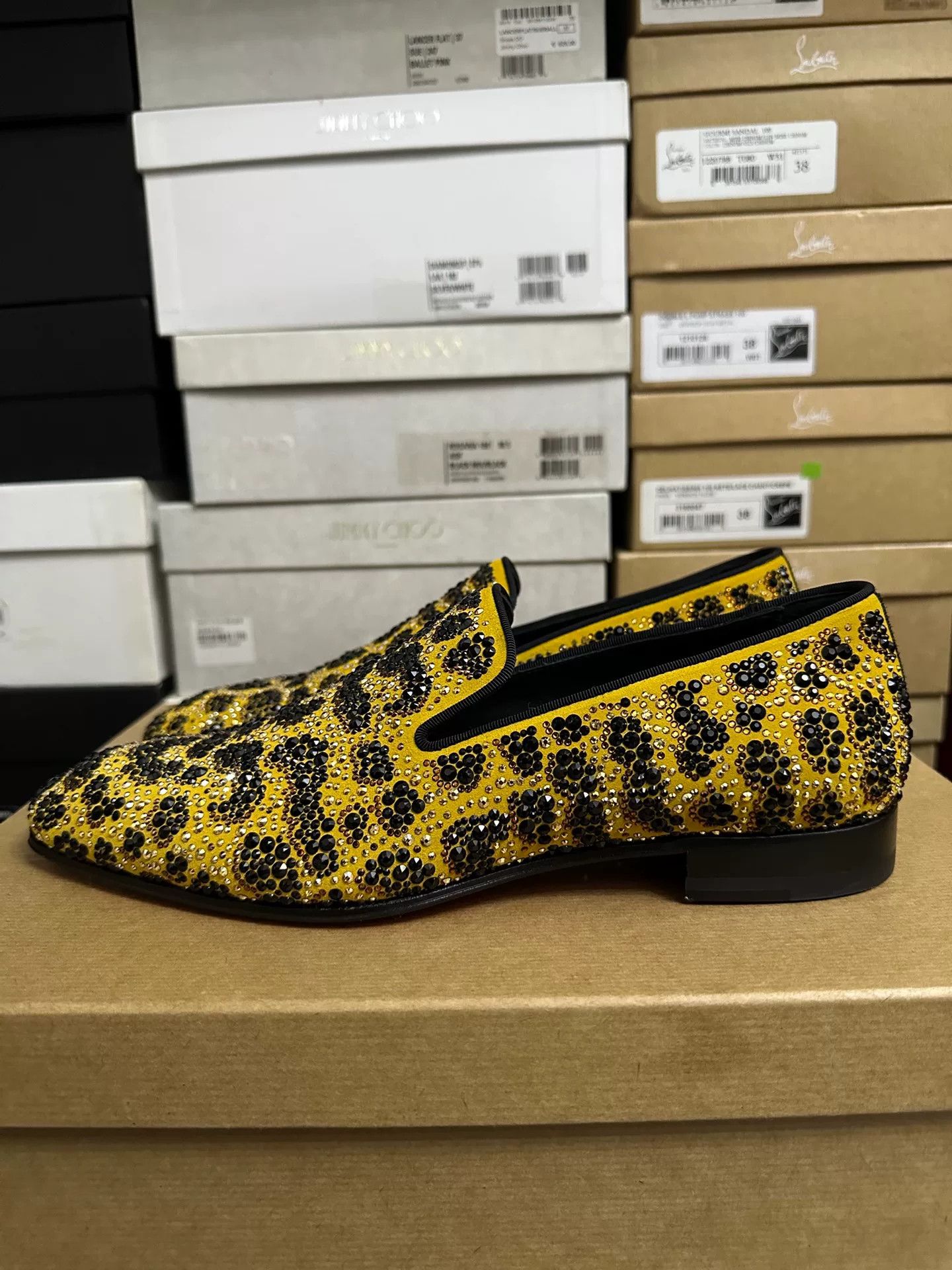Christian Louboutin Christian Louboutin Men's Leopard Crystal Shoes Size US 7 / EU 40 - 3 Thumbnail