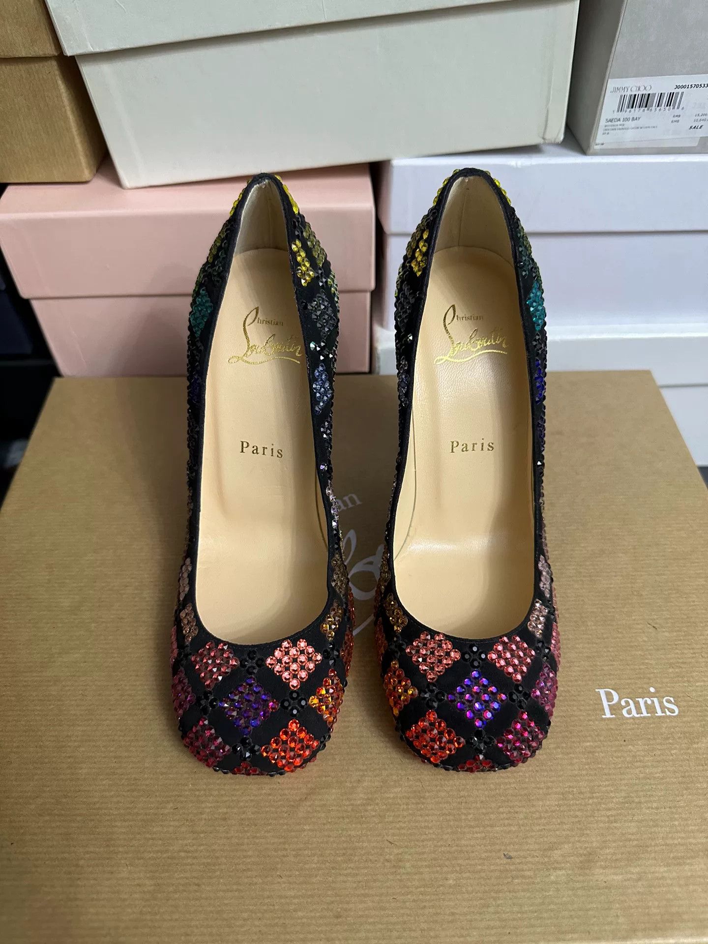 Christian Louboutin Christian Louboutin Crystal Embellished Heels Size US 5 / IT 35 - 2 Thumbnail