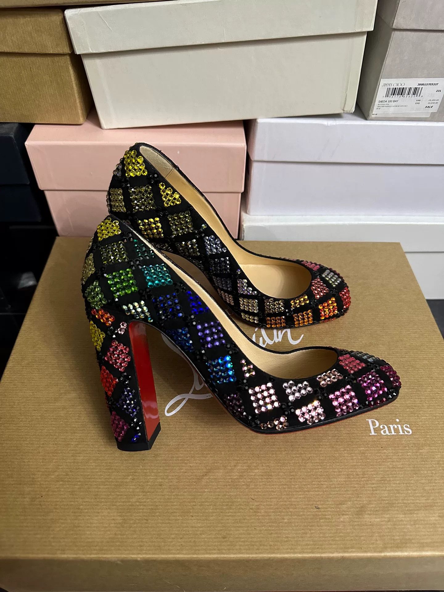 Christian Louboutin Christian Louboutin Crystal Embellished Heels Size US 5 / IT 35 - 4 Thumbnail