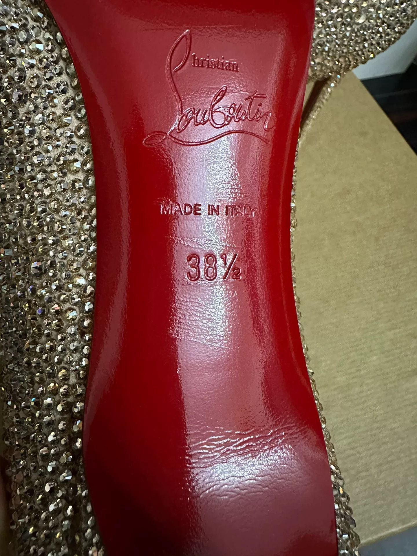 Christian Louboutin Christian Louboutin Red Sole Champagne Crystal Shoes Size US 7.5 / IT 37.5 - 6 Thumbnail