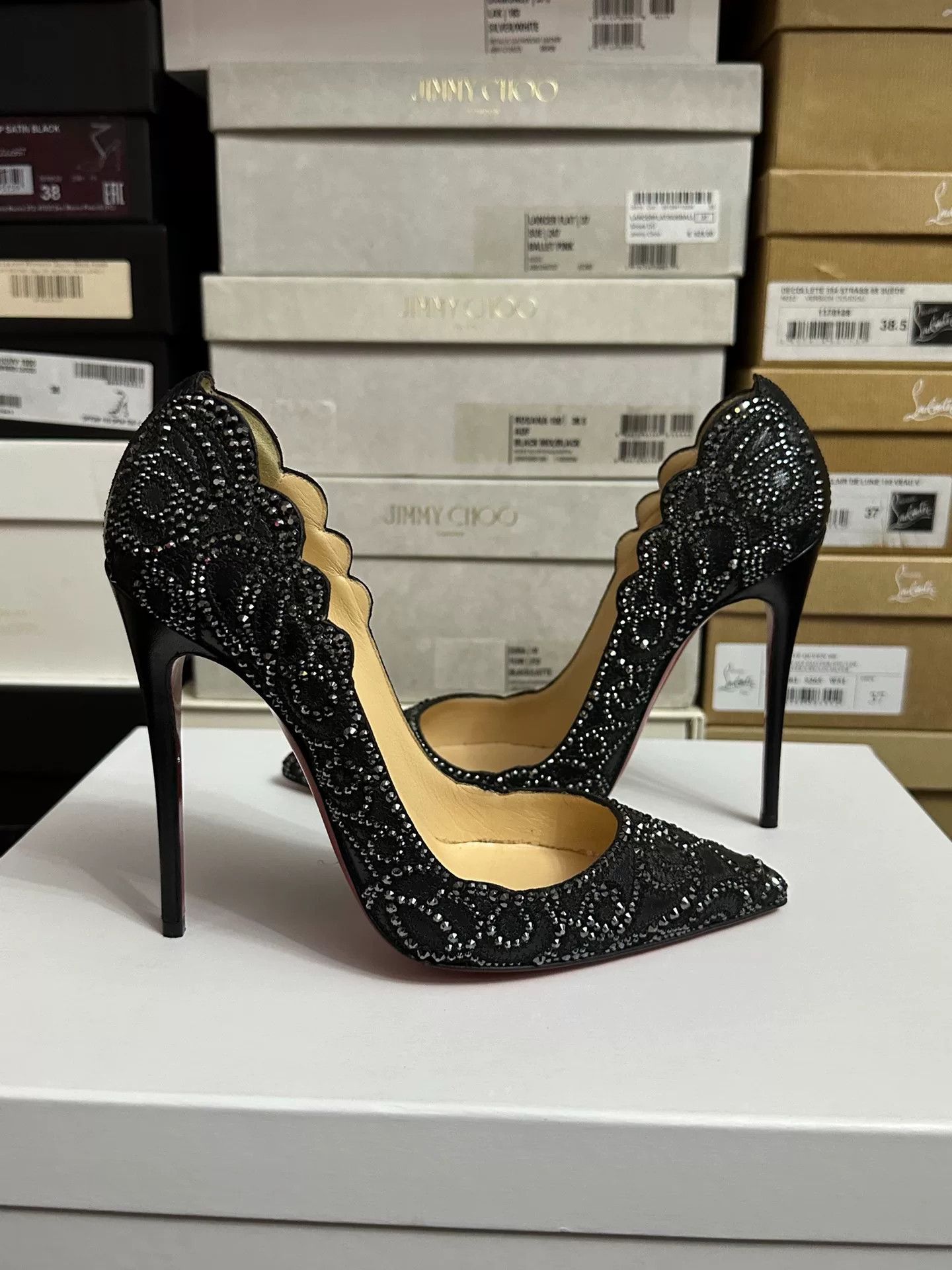 Christian Louboutin Christian Louboutin Limited Edition Black Diamond Heels Size US 6 / IT 36 - 2 Thumbnail