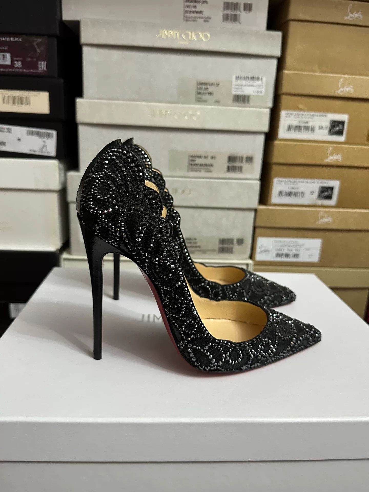 Christian Louboutin Christian Louboutin Limited Edition Black Diamond Heels Size US 6 / IT 36 - 5 Thumbnail