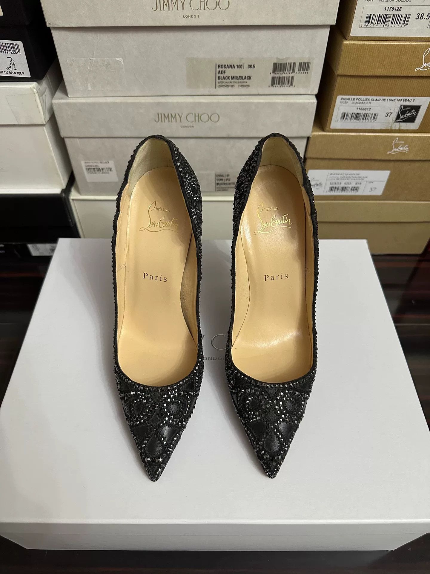Christian Louboutin Christian Louboutin Limited Edition Black Diamond Heels Size US 6 / IT 36 - 3 Thumbnail