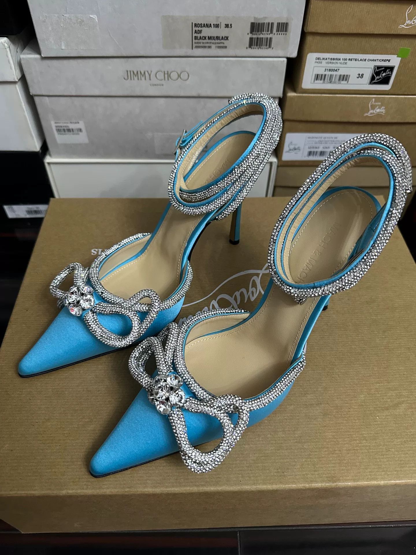 MACH & MACH MACH&MACH Classic Blue Bow Heels Size US 7 / IT 37 - 2 Thumbnail