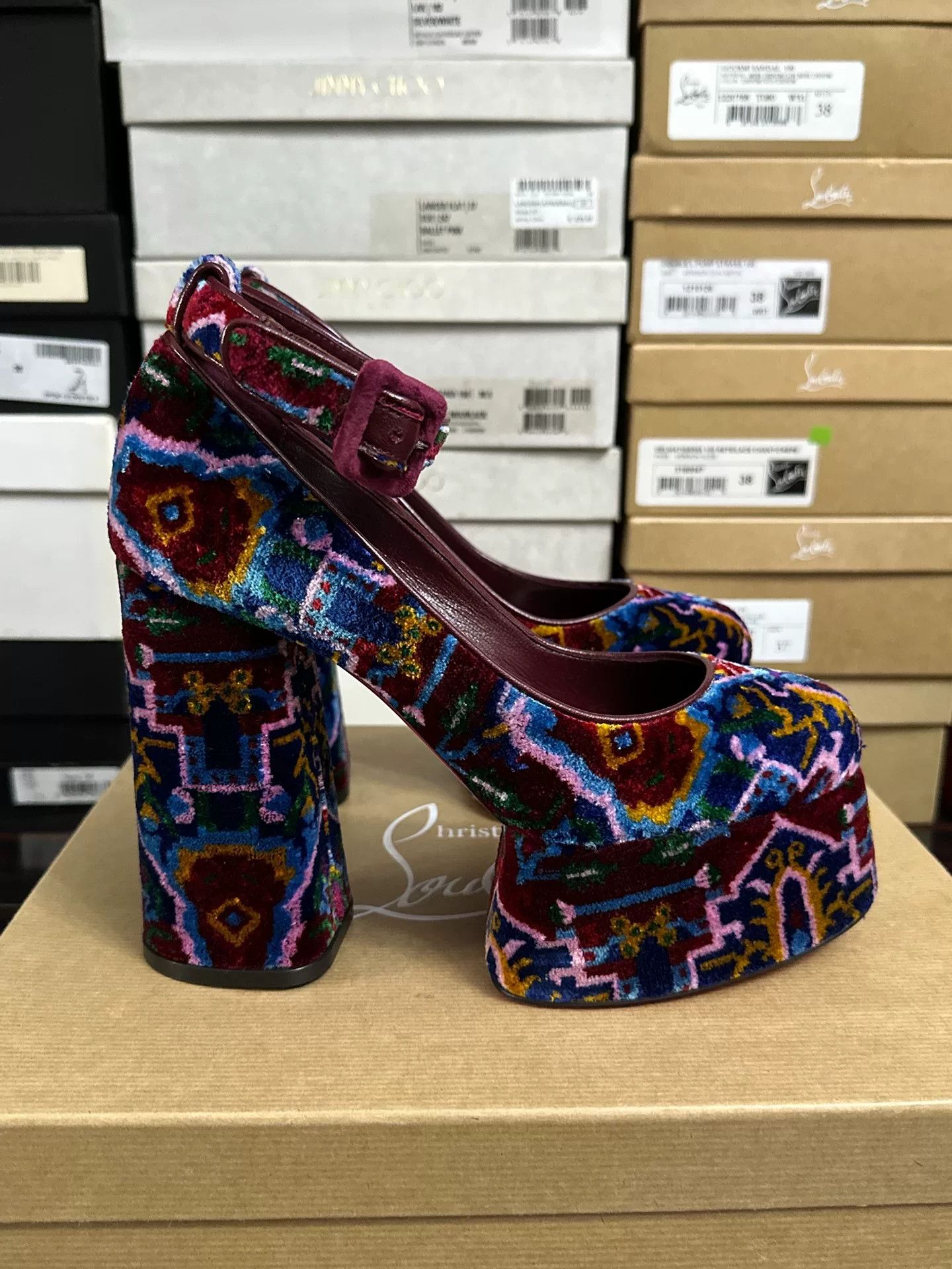 Christian Louboutin Christian Louboutin 13cm Block Heel Pumps Size US 7.5 / IT 37.5 - 5 Thumbnail