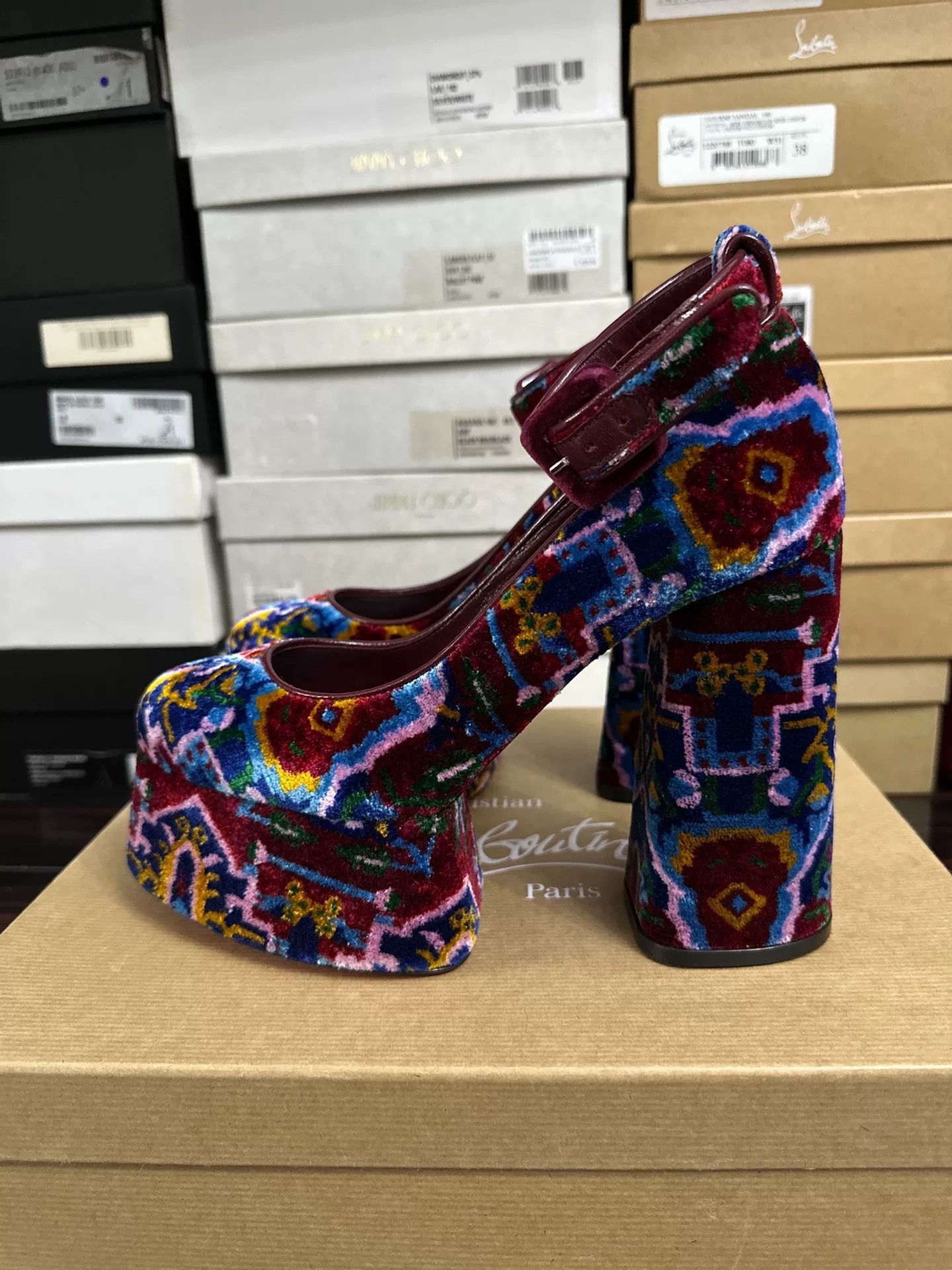 Christian Louboutin Christian Louboutin 13cm Block Heel Pumps Size US 7.5 / IT 37.5 - 3 Thumbnail