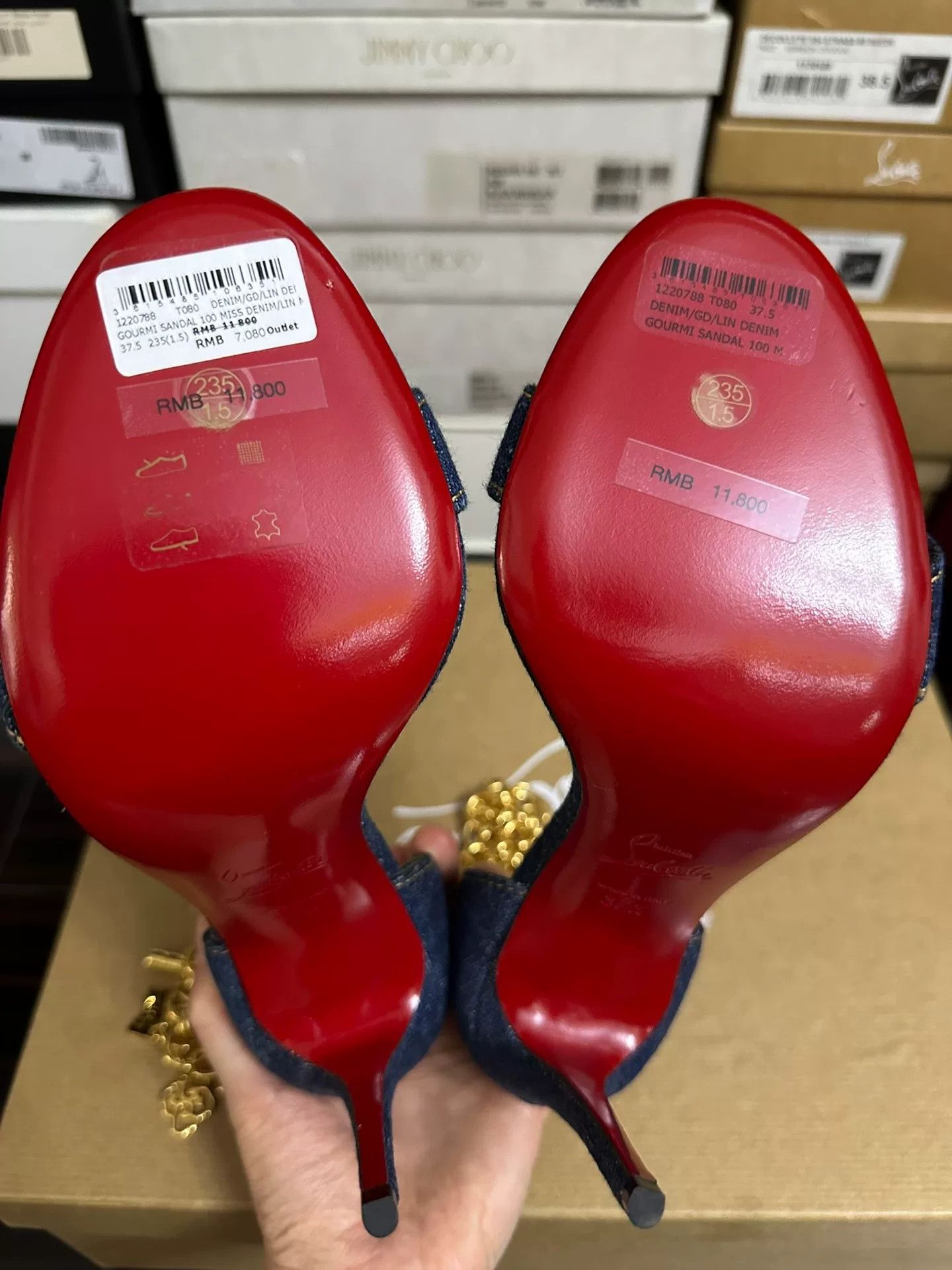 Christian Louboutin Christian Louboutin Denim Chain Heels Size US 6.5 / IT 36.5 - 7 Thumbnail