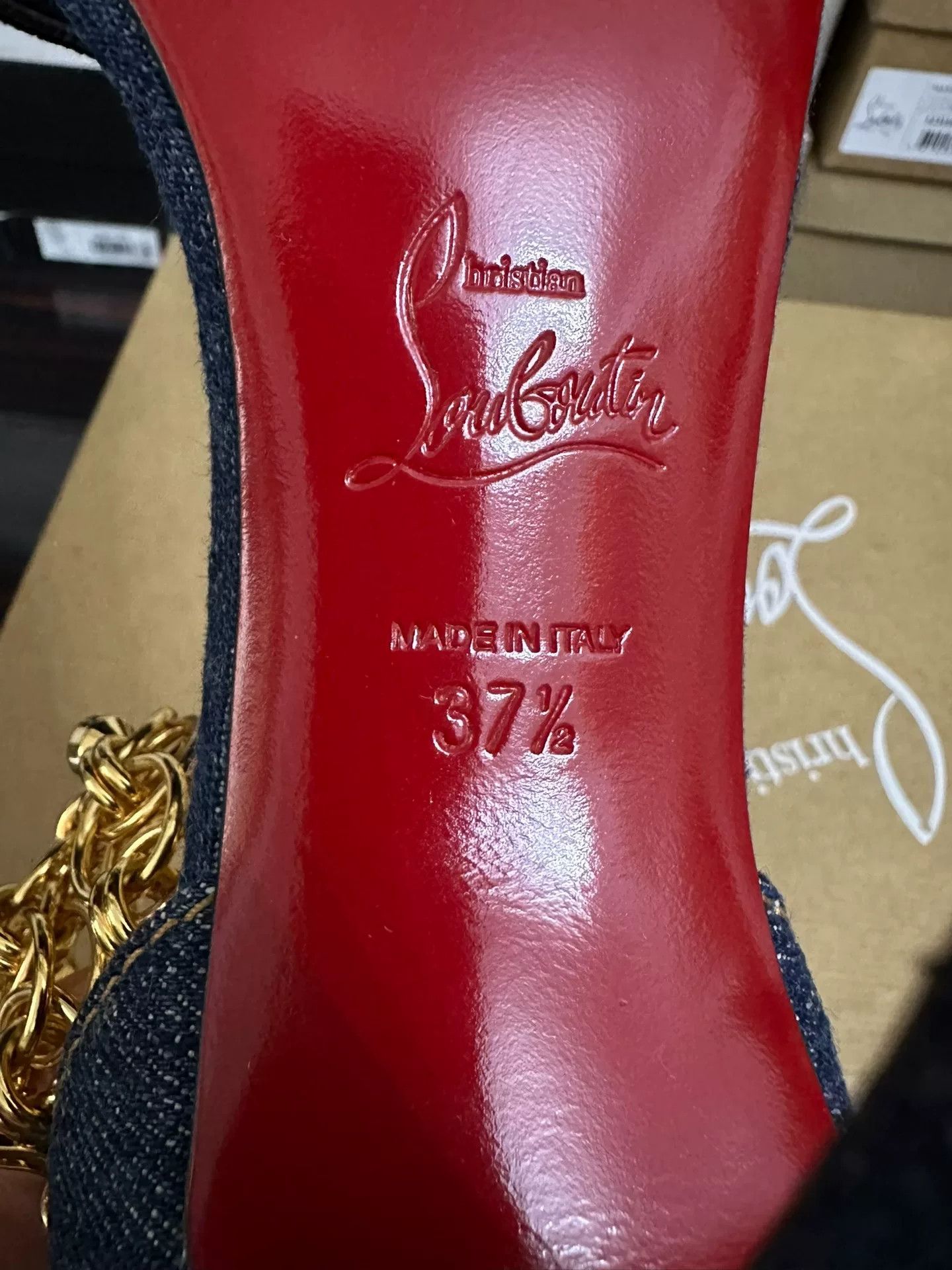 Christian Louboutin Christian Louboutin Denim Chain Heels Size US 6.5 / IT 36.5 - 6 Thumbnail