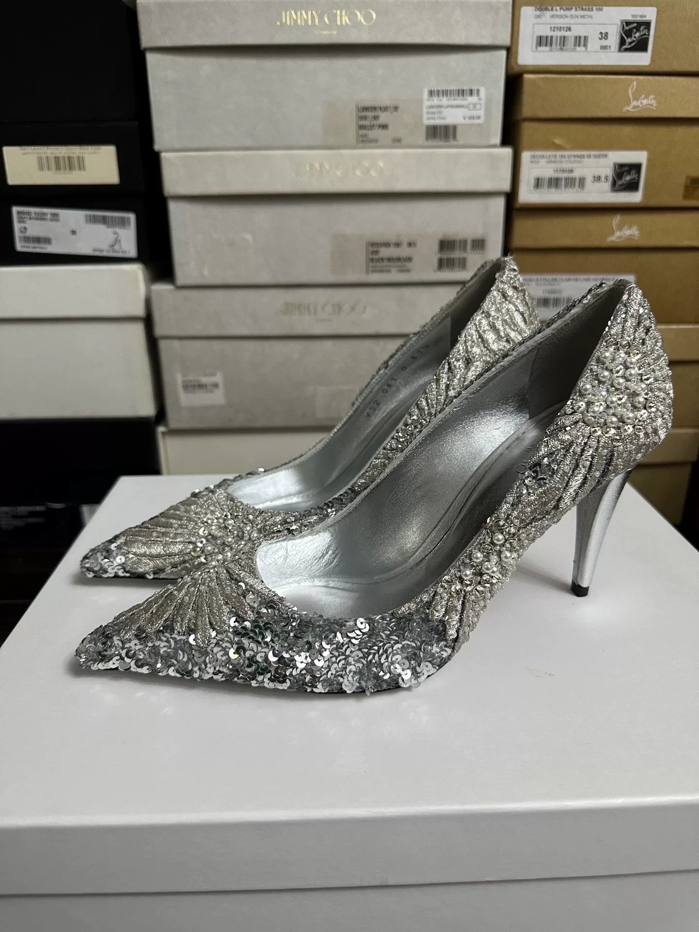 Valentino Valentino Silver Sequin High Heels Size US 6.5 / IT 36.5 - 5 Thumbnail