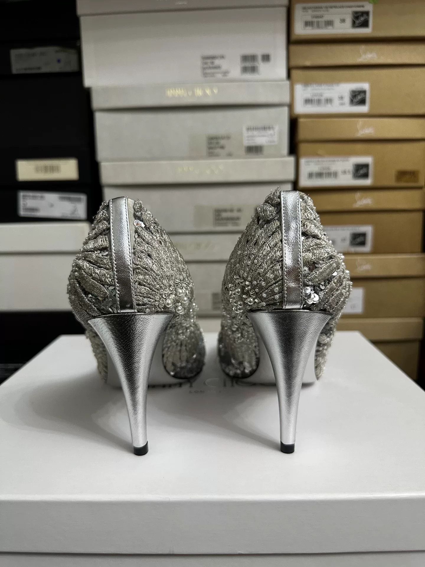 Valentino Valentino Silver Sequin High Heels Size US 6.5 / IT 36.5 - 4 Thumbnail