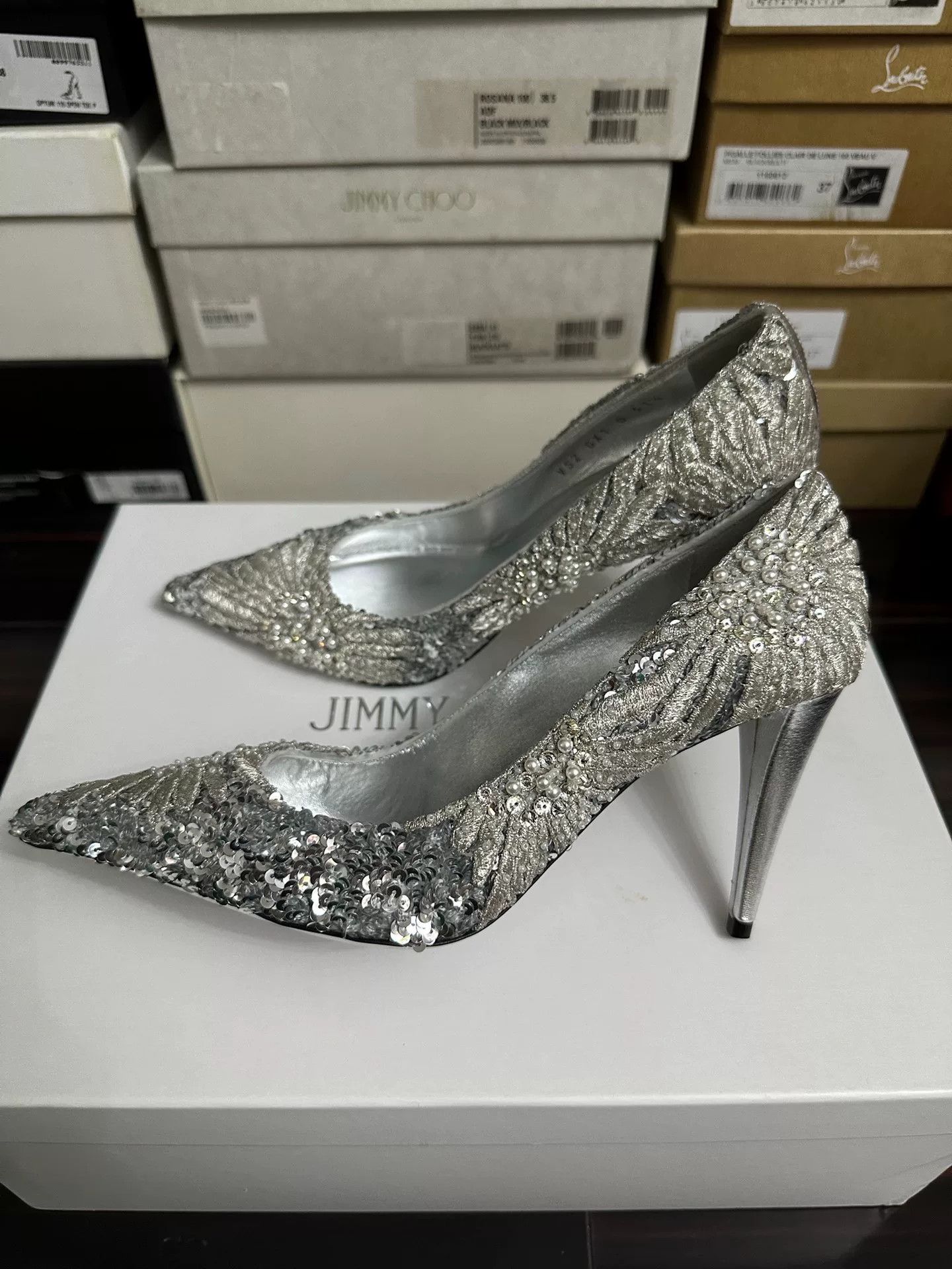 Valentino Valentino Silver Sequin High Heels Size US 6.5 / IT 36.5 - 6 Thumbnail