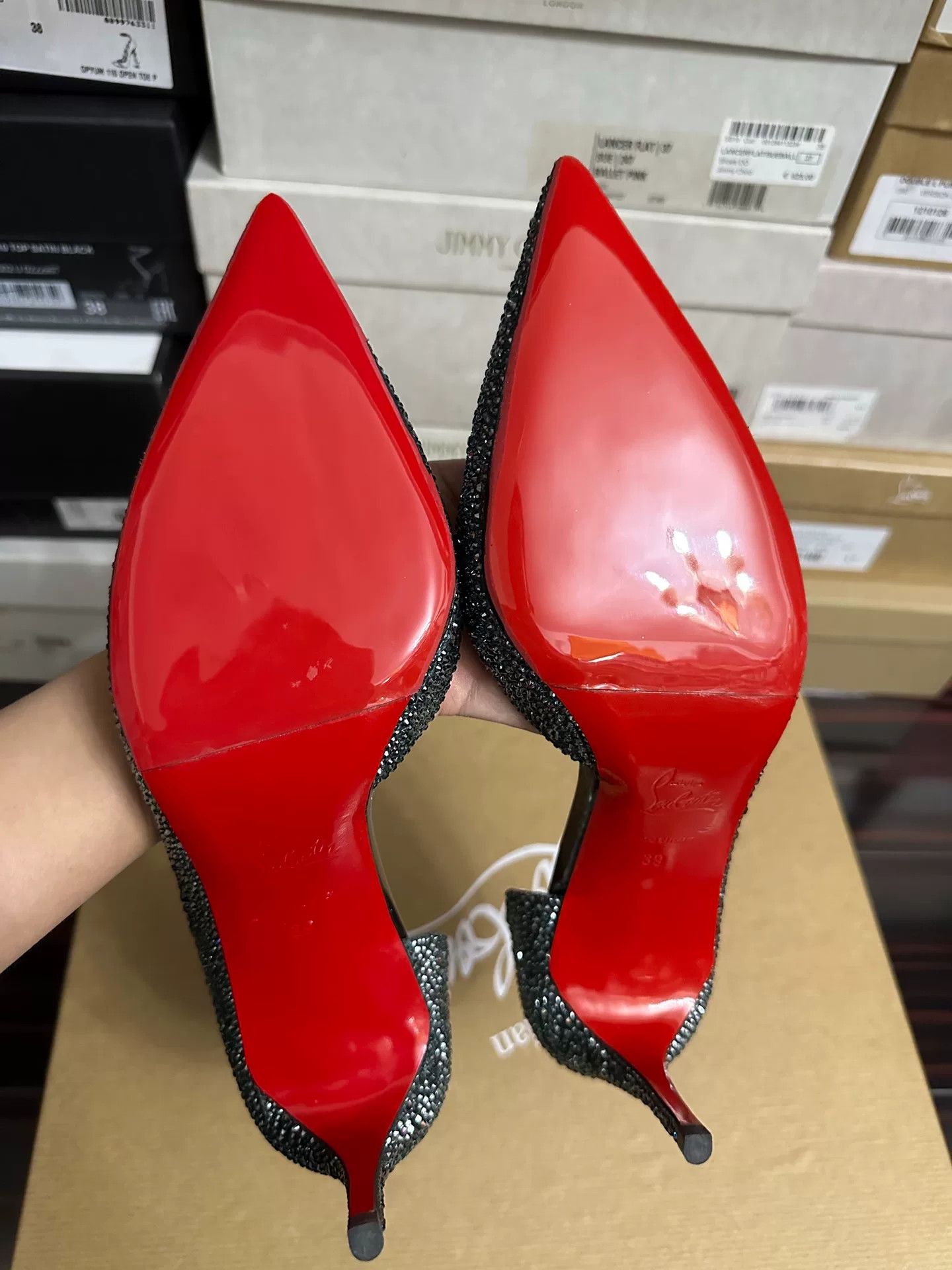 Christian Louboutin Christian Louboutin Green Crystal Red Sole Wedding Shoes Size US 8 / IT 38 - 6 Thumbnail