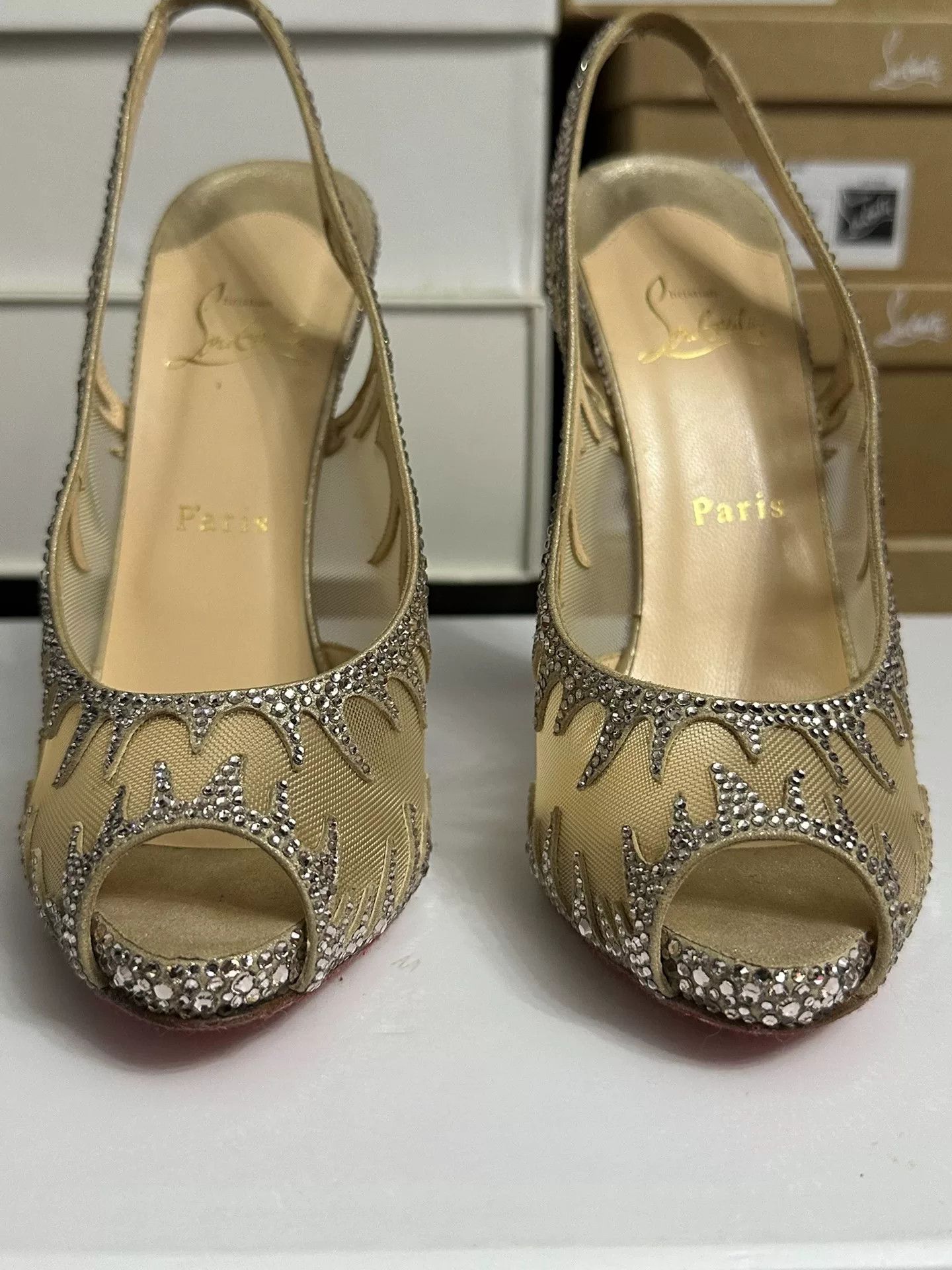 Christian Louboutin Christian Louboutin Crystal Red Sole Heels Size US 7.5 / IT 37.5 - 3 Thumbnail