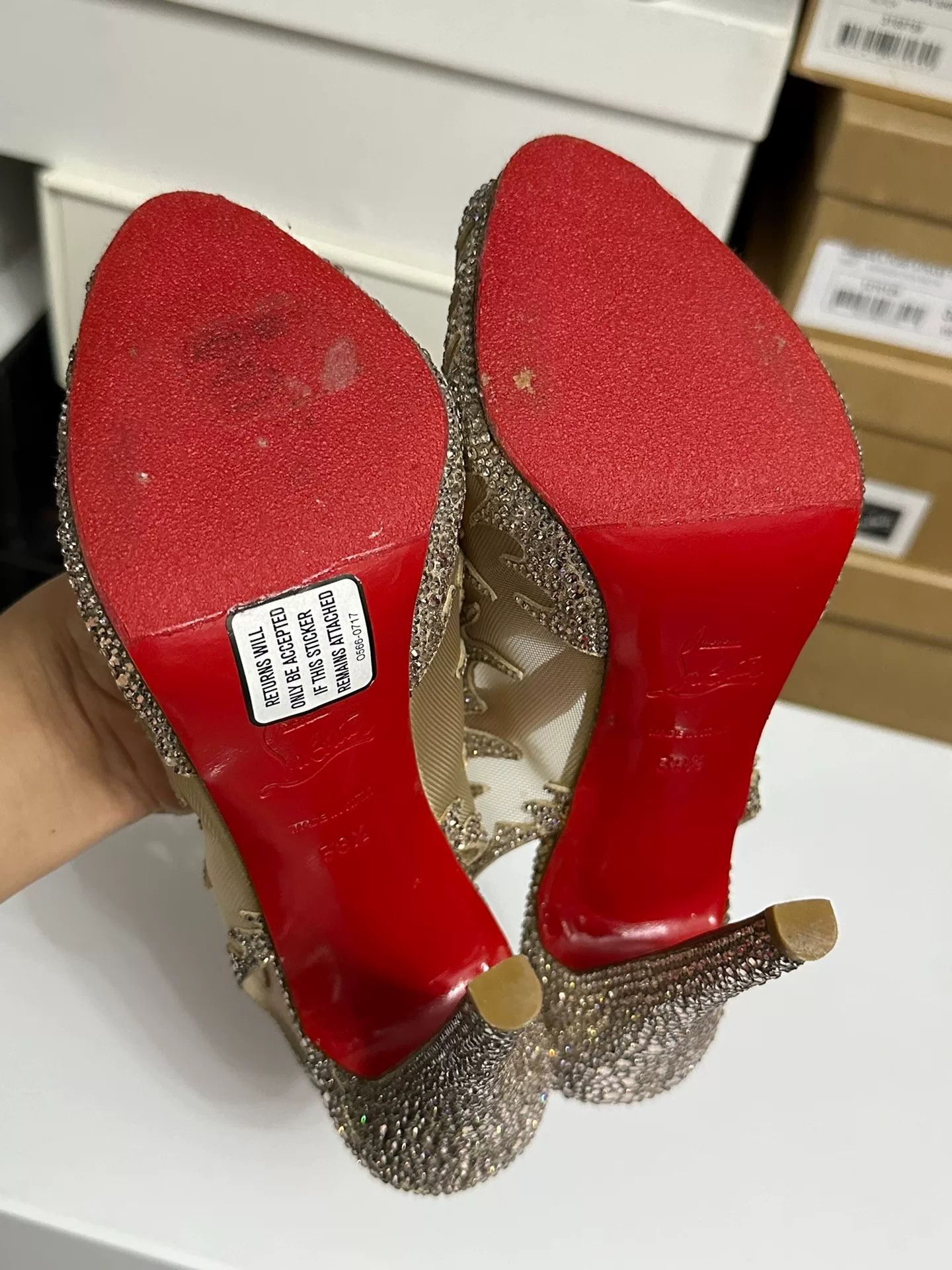 Christian Louboutin Christian Louboutin Crystal Red Sole Heels Size US 7.5 / IT 37.5 - 7 Thumbnail