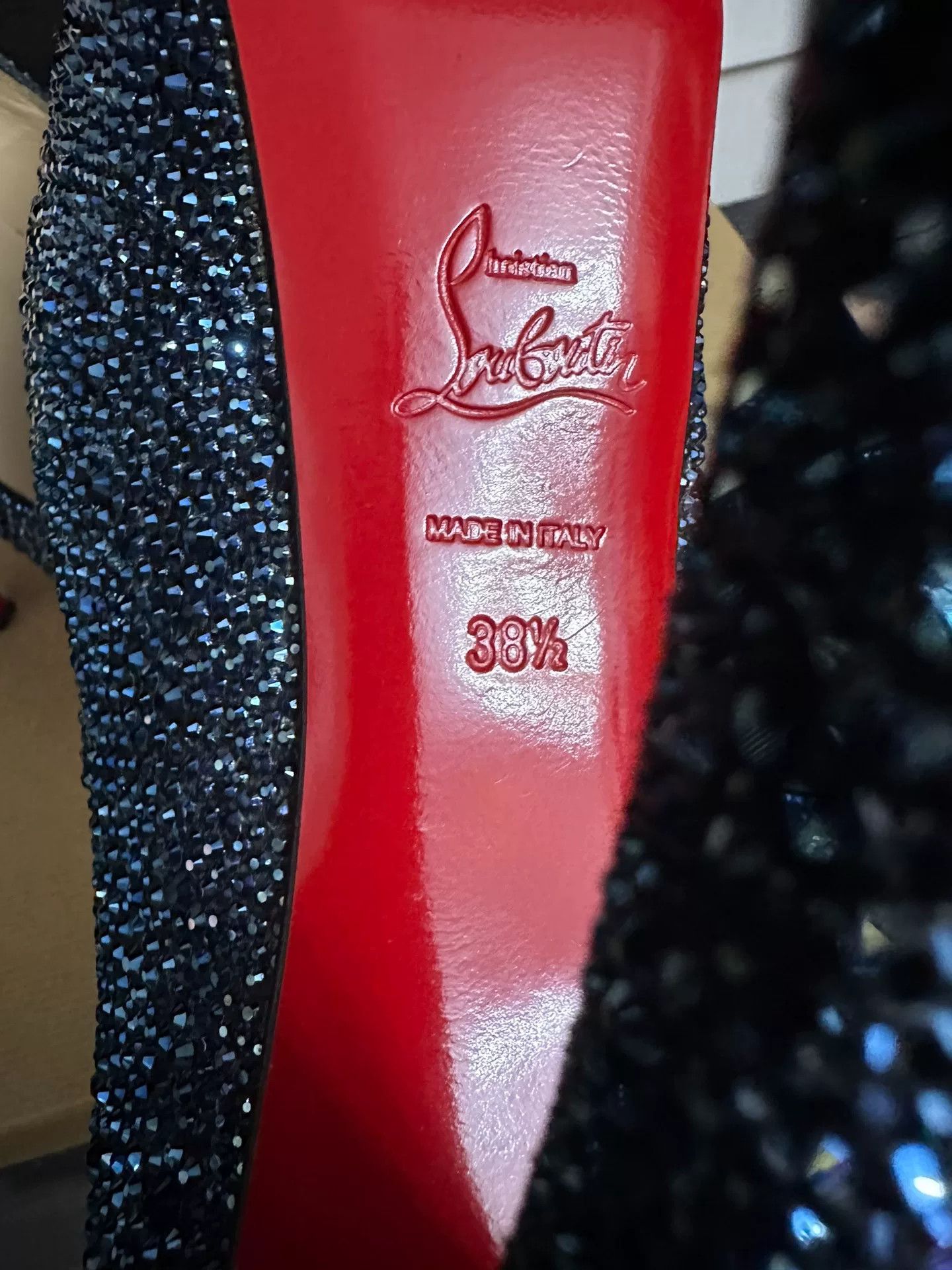 Christian Louboutin Christian Louboutin Blue Crystal Red Sole Heels Size US 7.5 / IT 37.5 - 6 Thumbnail