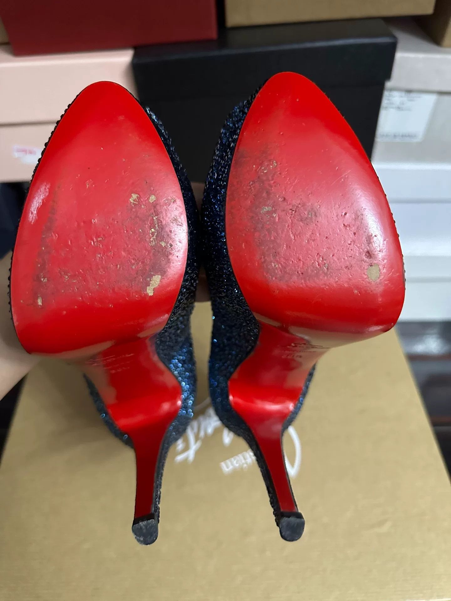 Christian Louboutin Christian Louboutin Blue Crystal Red Sole Heels Size US 7.5 / IT 37.5 - 8 Thumbnail