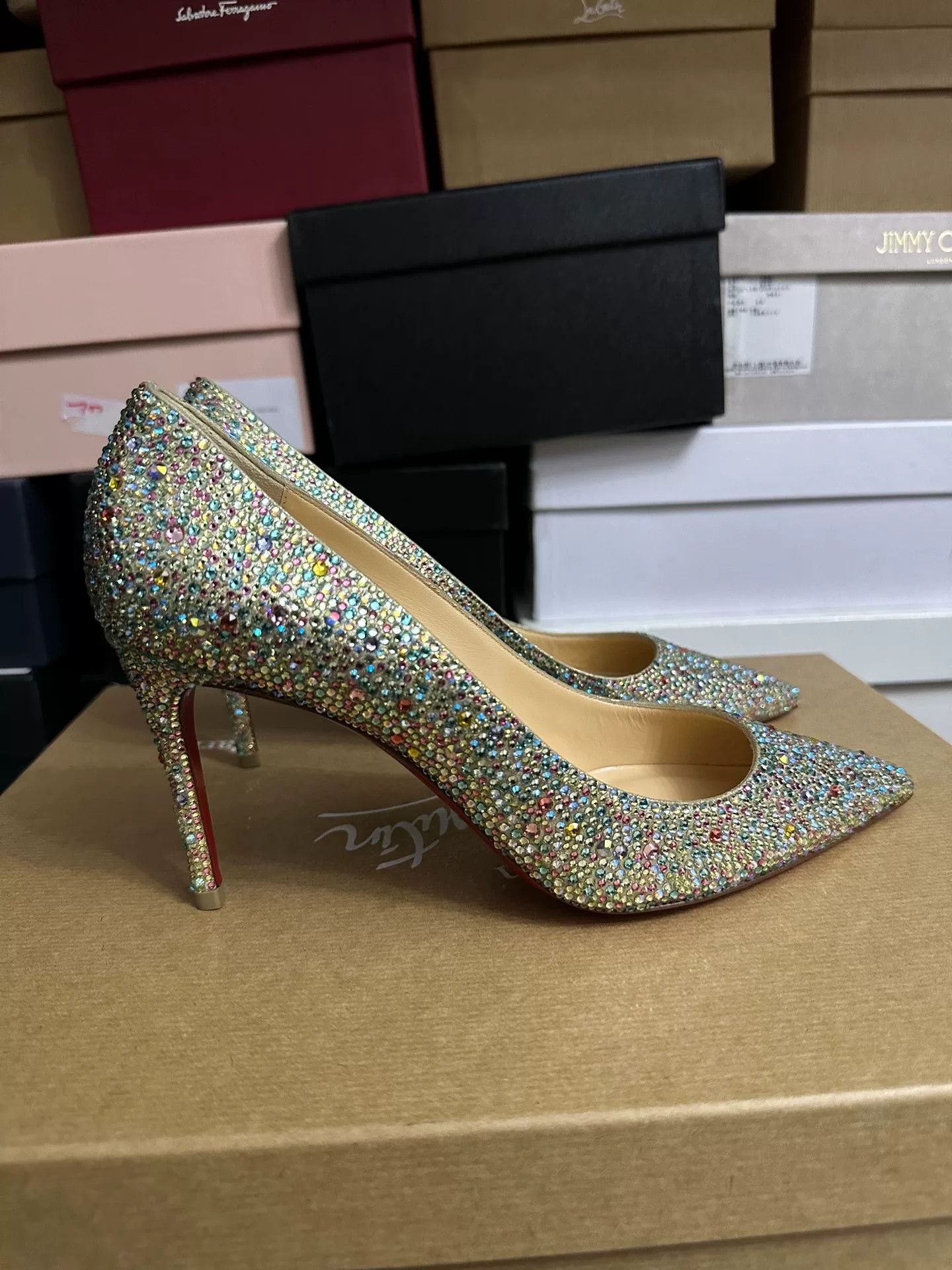Christian Louboutin Christian Louboutin Crystal Embellished Heels Size US 7 / IT 37 - 3 Thumbnail