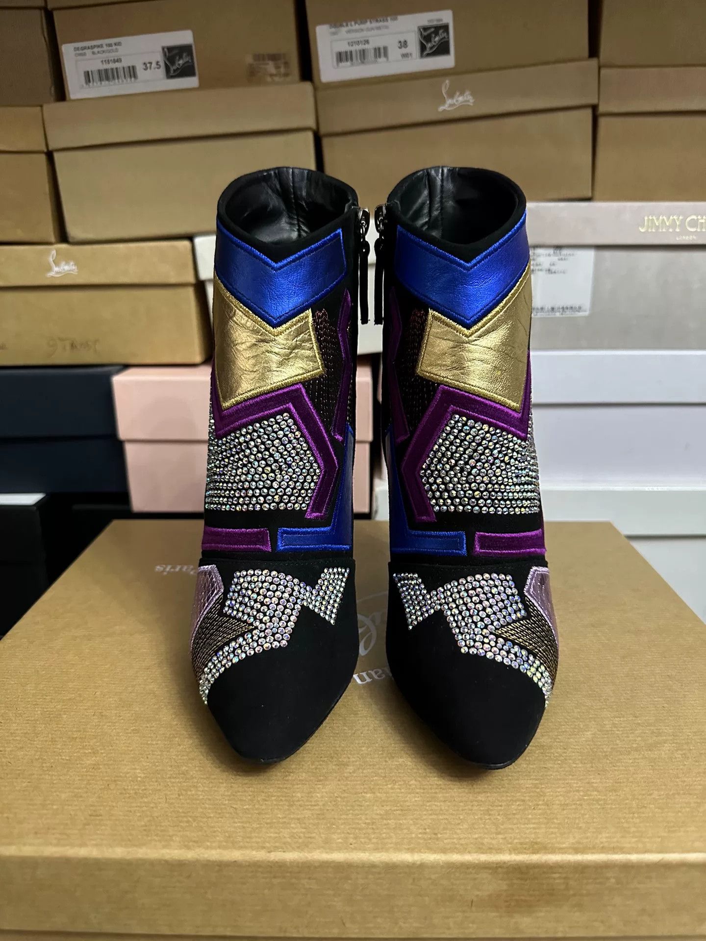 Giuseppe Zanotti Giuseppe Zanotti GZ Crystal Heel Ankle Boots Size US 6.5 / IT 36.5 - 5 Thumbnail