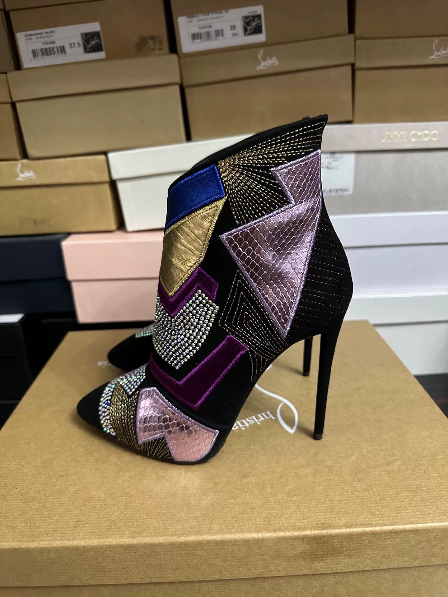 Giuseppe Zanotti Giuseppe Zanotti GZ Crystal Heel Ankle Boots Size US 6.5 / IT 36.5 - 4 Thumbnail