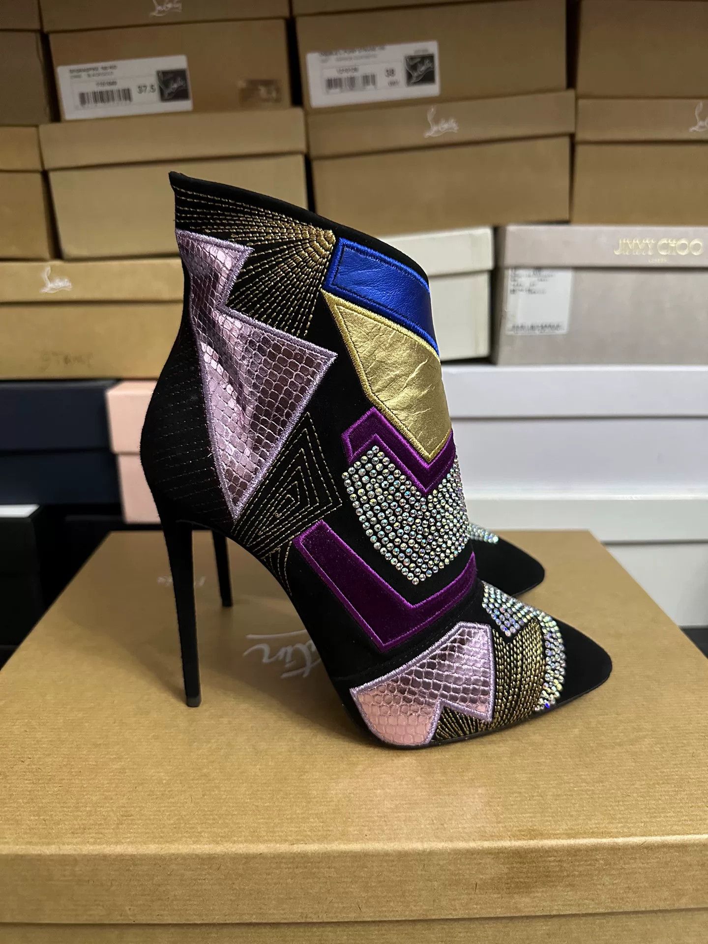 Giuseppe Zanotti Giuseppe Zanotti GZ Crystal Heel Ankle Boots Size US 6.5 / IT 36.5 - 2 Thumbnail