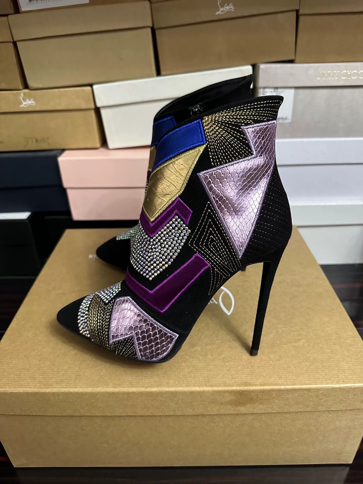 Giuseppe Zanotti Giuseppe Zanotti GZ Crystal Heel Ankle Boots Size US 6.5 / IT 36.5 - 3 Thumbnail