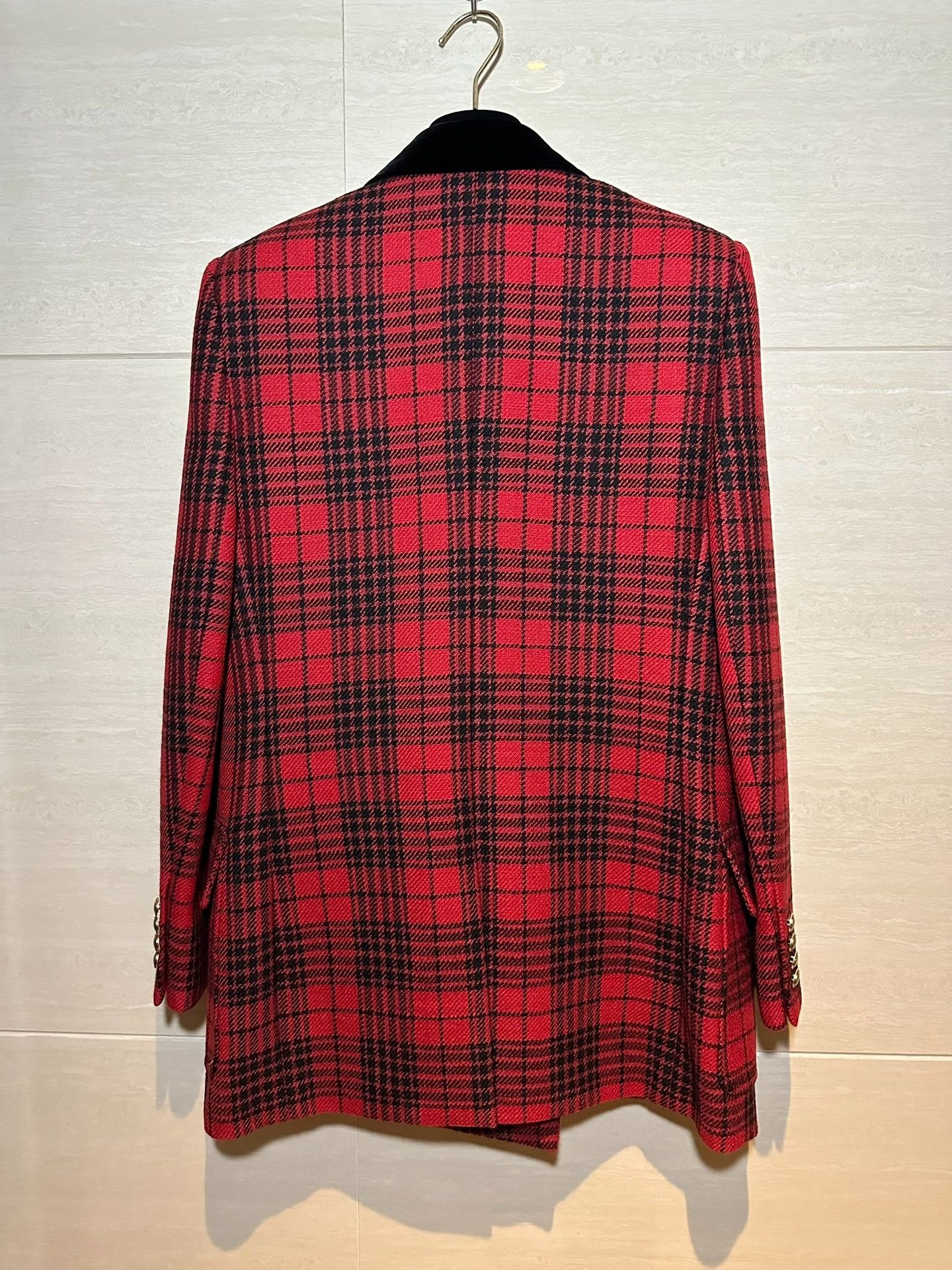 Saint Laurent Paris Saint Laurent Red Plaid Blazer Size S / US 4 / IT 40 - 2 Thumbnail
