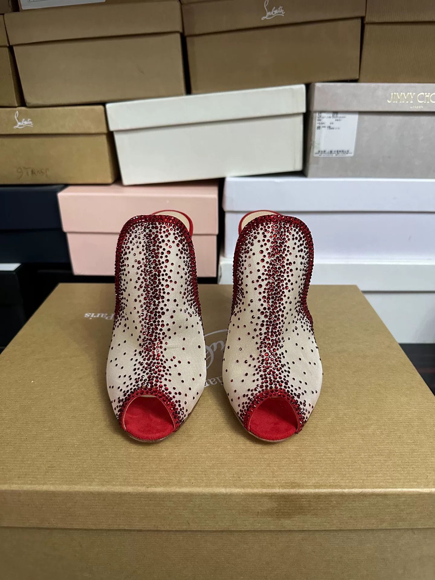 Gianvito Rossi Gianvito Rossi Red Rhinestone Heel Sandals Size US 6.5 / IT 36.5 - 2 Thumbnail