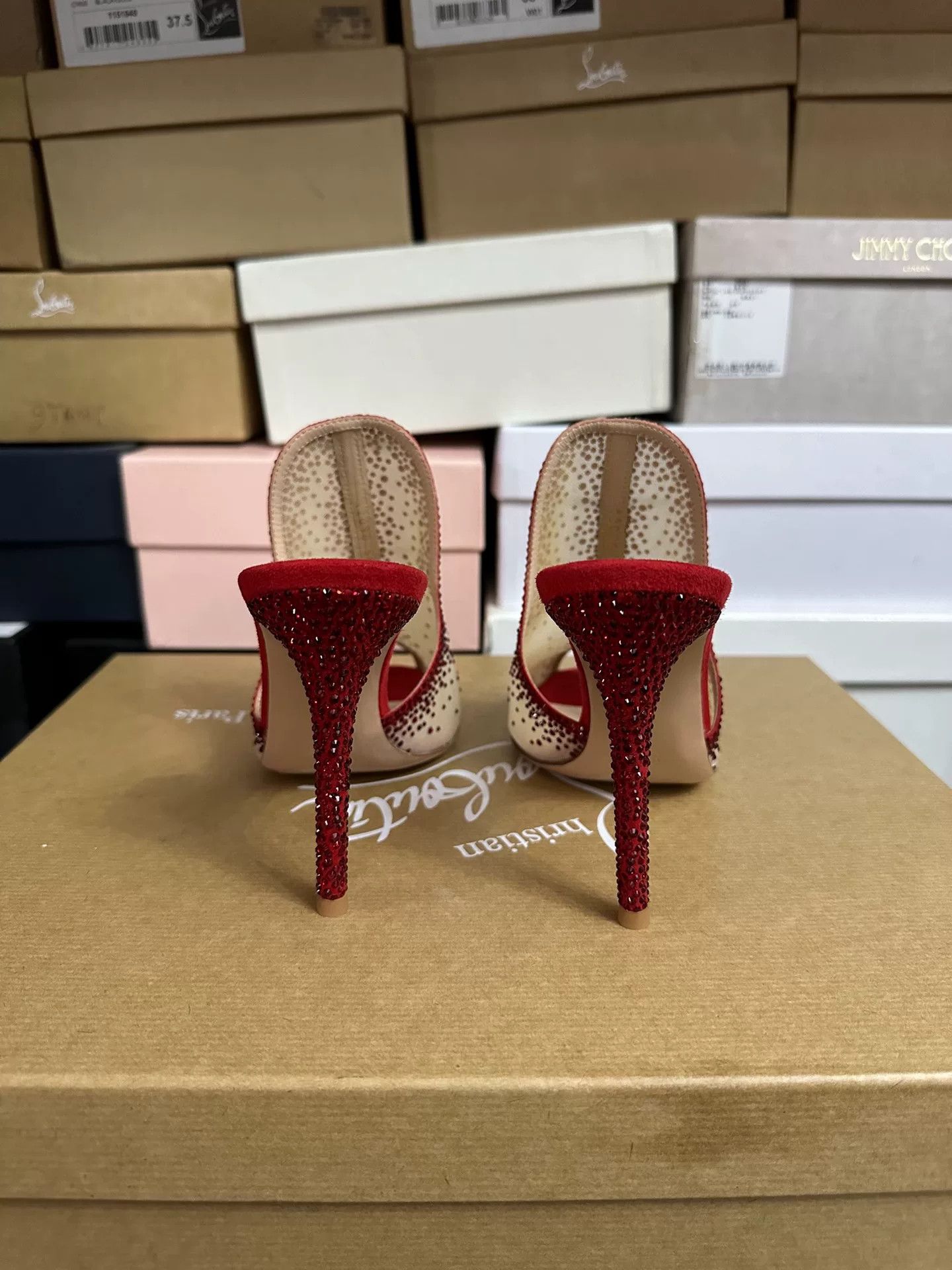 Gianvito Rossi Gianvito Rossi Red Rhinestone Heel Sandals Size US 6.5 / IT 36.5 - 5 Thumbnail