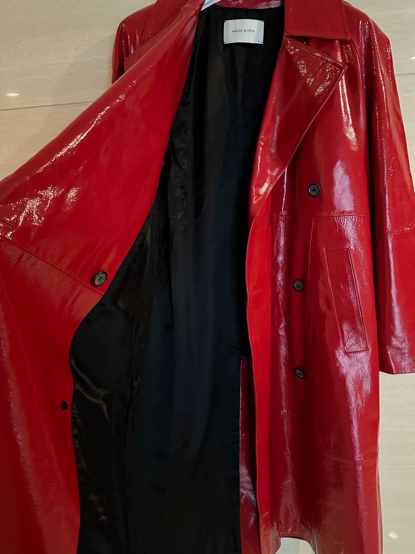 Magda Butrym Magda Butrym Red Leather Trench Coat Size S / US 4 / IT 40 - 4 Thumbnail