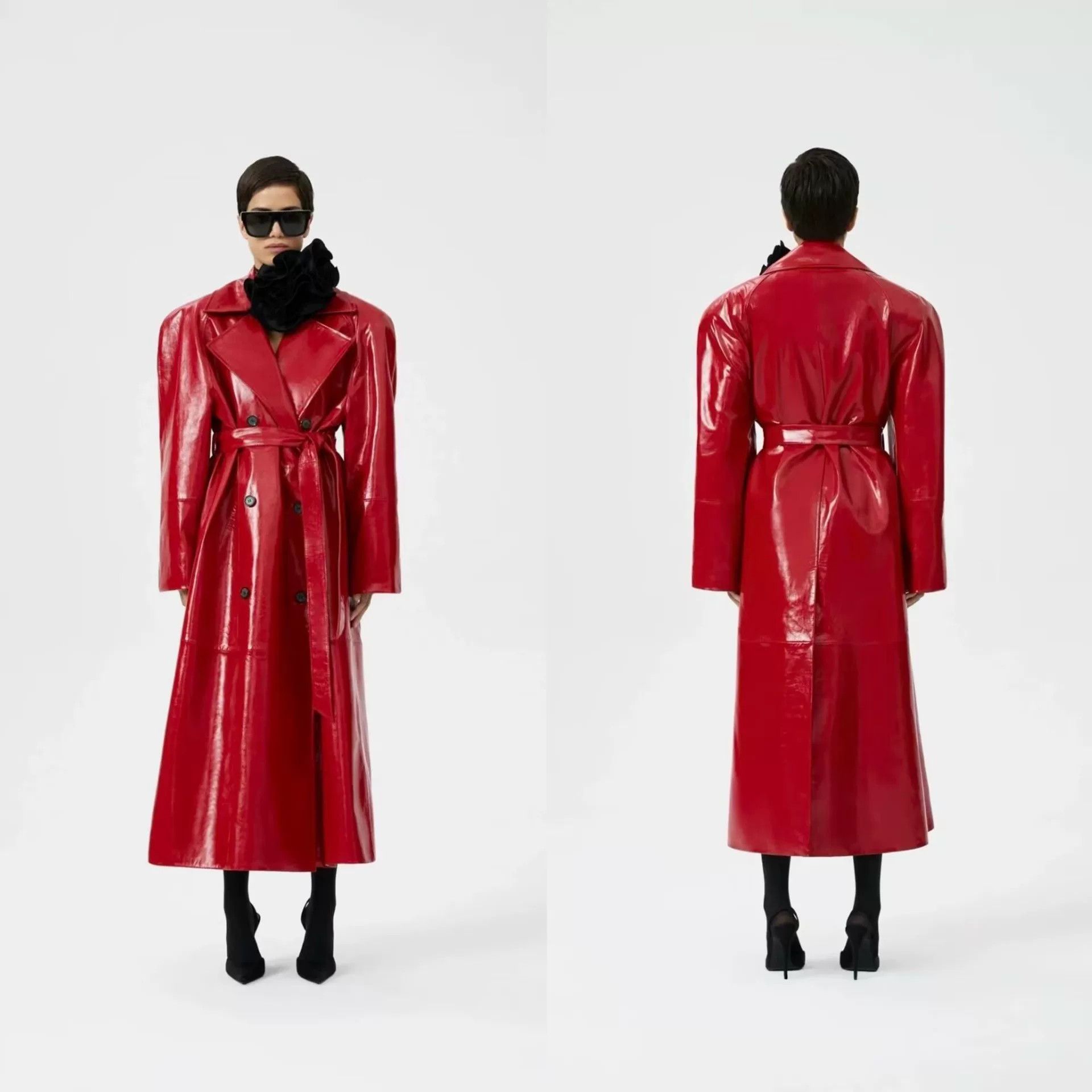 Magda Butrym Magda Butrym Red Leather Trench Coat Size S / US 4 / IT 40 - 7 Thumbnail