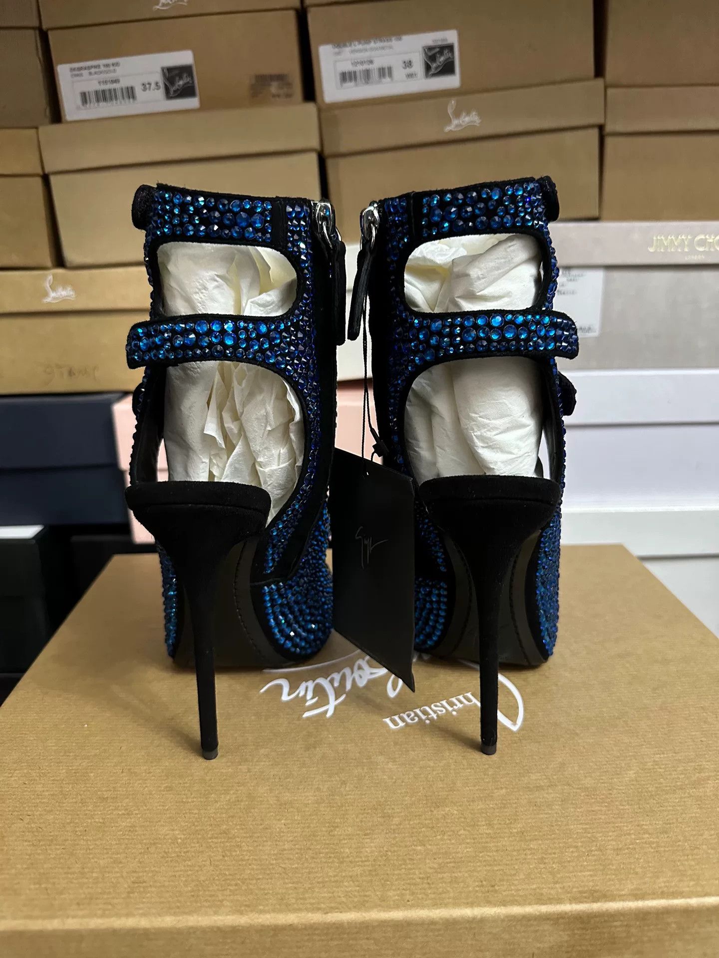 Giuseppe Zanotti Giuseppe Zanotti Blue Crystal Shoes 37 Size US 6 / IT 36 - 6 Thumbnail
