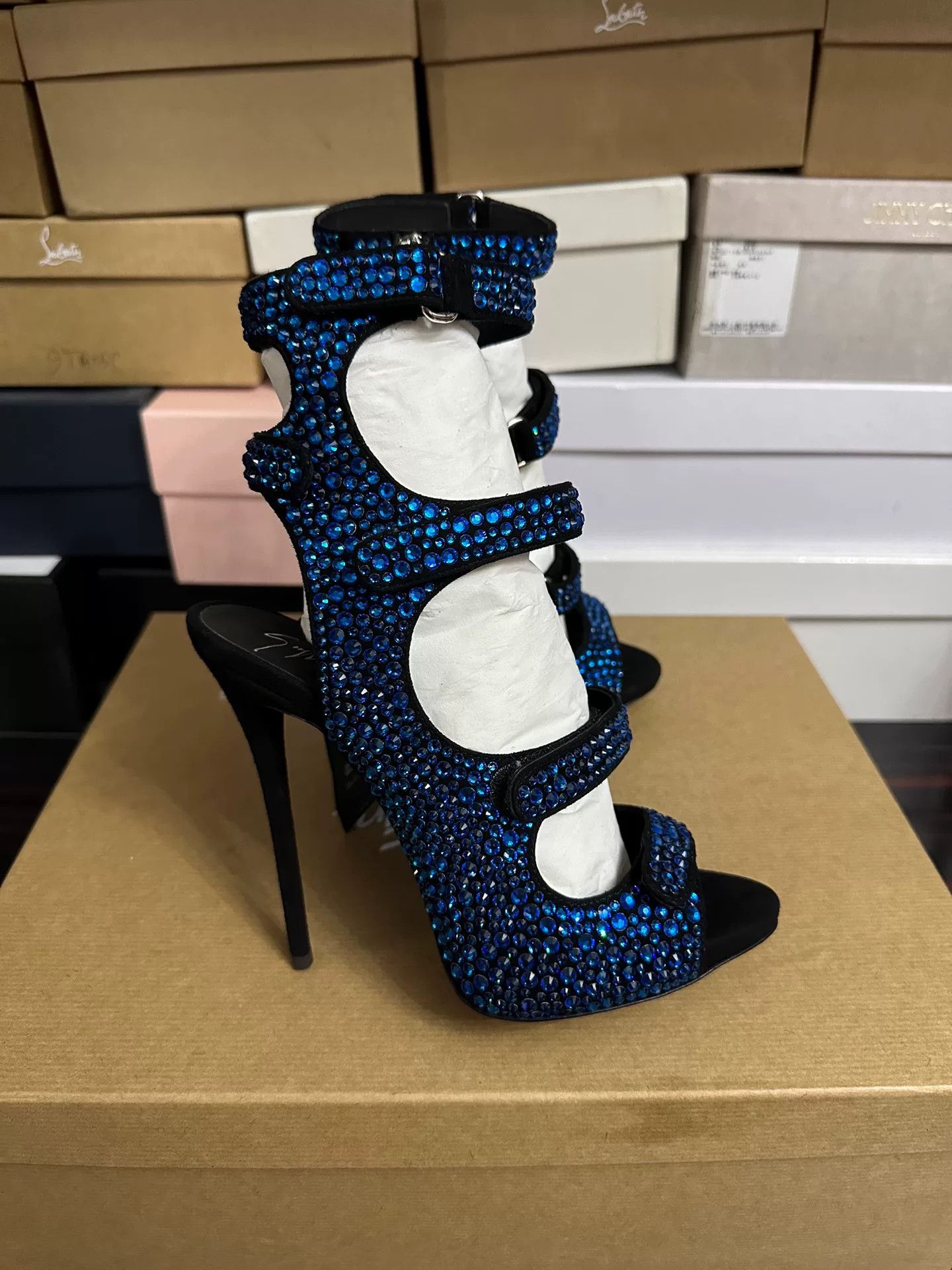 Giuseppe Zanotti Giuseppe Zanotti Blue Crystal Shoes 37 Size US 6 / IT 36 - 3 Thumbnail