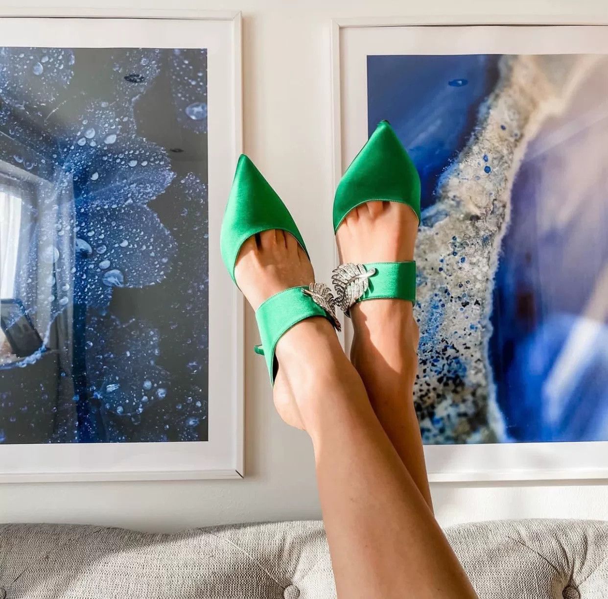 Nicholas Kirkwood Nicholas Kirkwood Green Crystal Leaf Heel Sandals Size US 7 / IT 37 - 6 Thumbnail