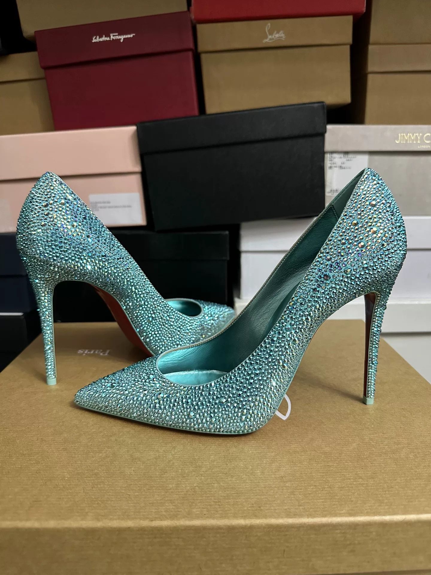 Christian Louboutin Christian Louboutin Blue Crystal Heels 39 Size US 8 / IT 38 - 6 Thumbnail