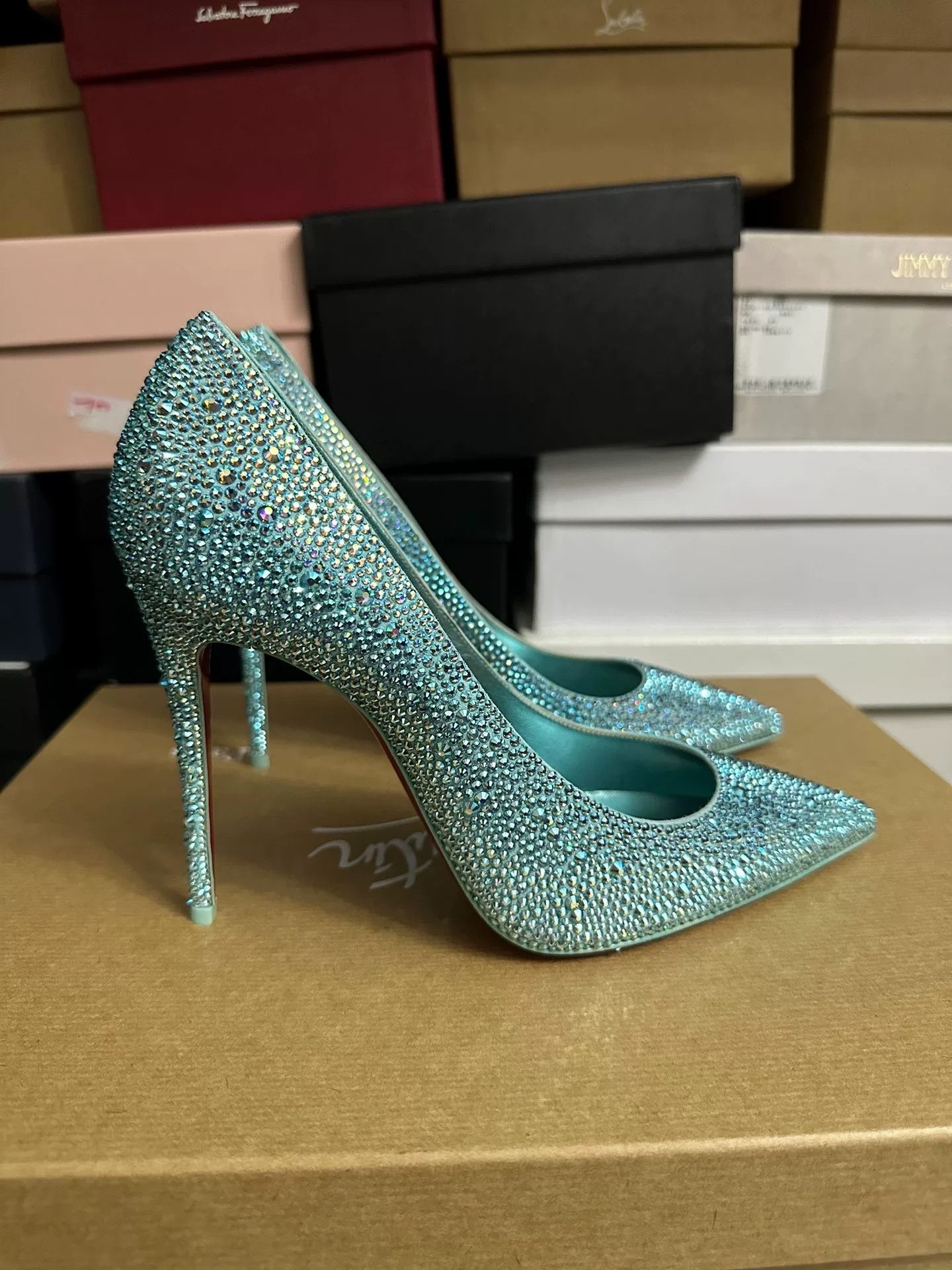 Christian Louboutin Christian Louboutin Blue Crystal Heels 39 Size US 8 / IT 38 - 2 Thumbnail