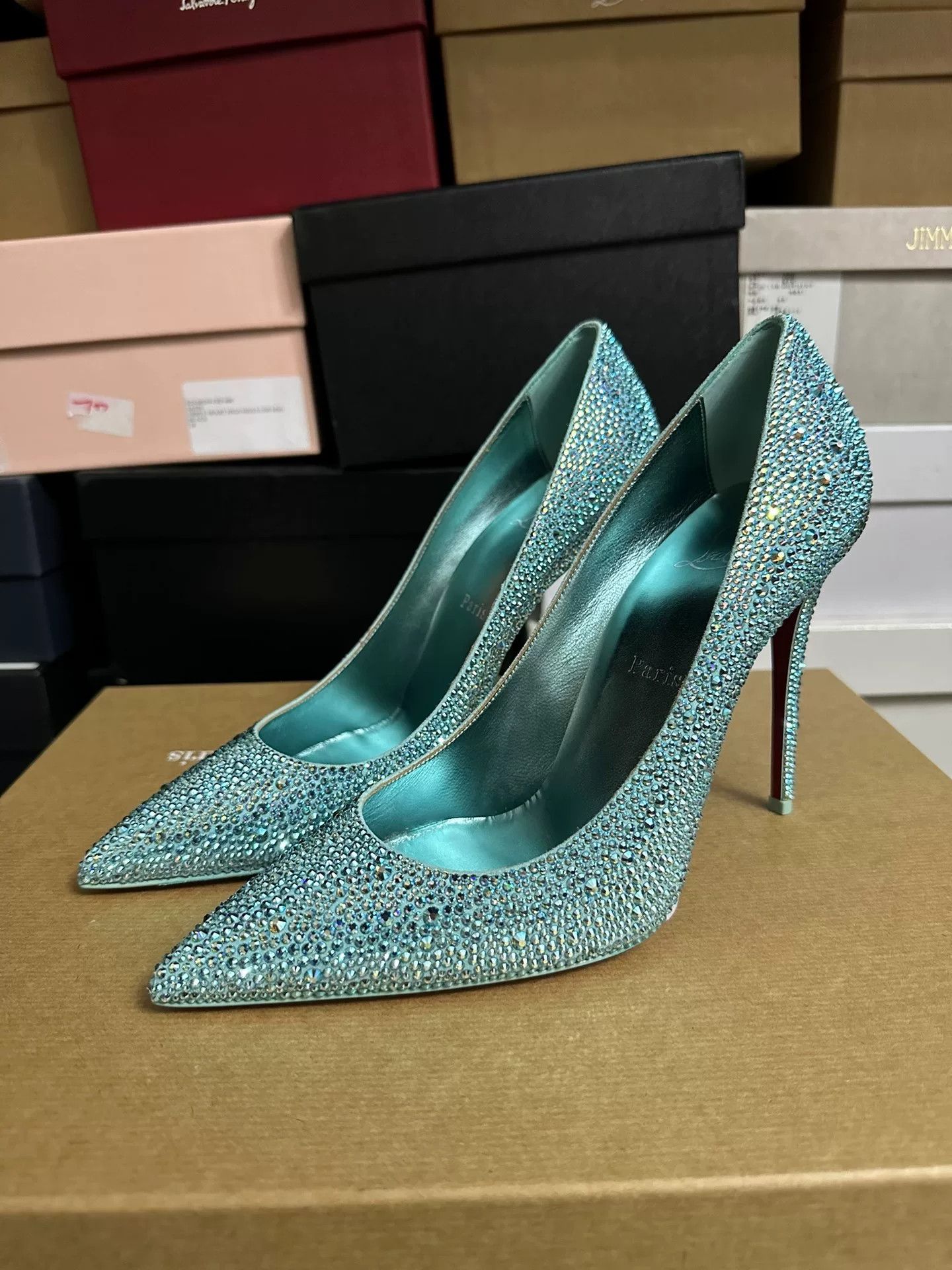 Christian Louboutin Christian Louboutin Blue Crystal Heels 39 Size US 8 / IT 38 - 5 Thumbnail
