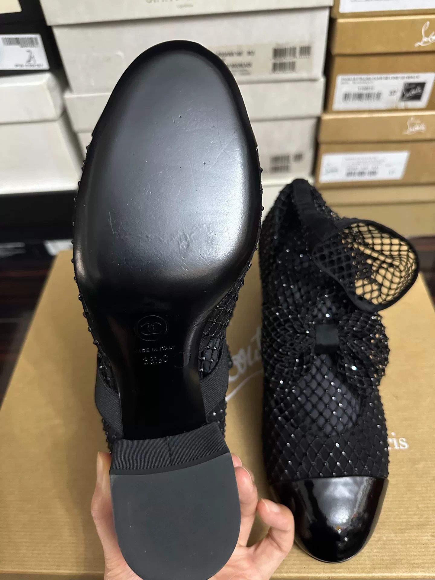 Chanel Chanel 2023 Black Bow Mesh Ankle Boots Size US 7.5 / IT 37.5 - 5 Thumbnail